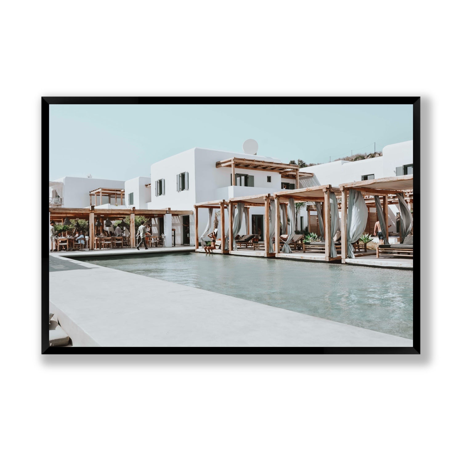 Polytelís Mykonos Greek island wall art Statement full-bleed fine art print in black frame