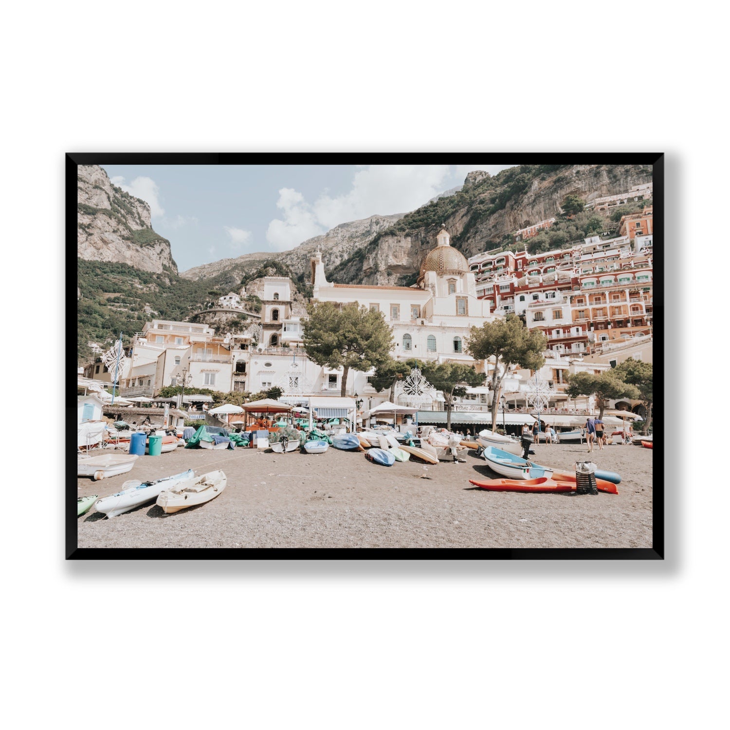 Pastel Paradise fine art print, Positano, Italy, Statement, Black Frame · Full Bleed, Fine Art Print