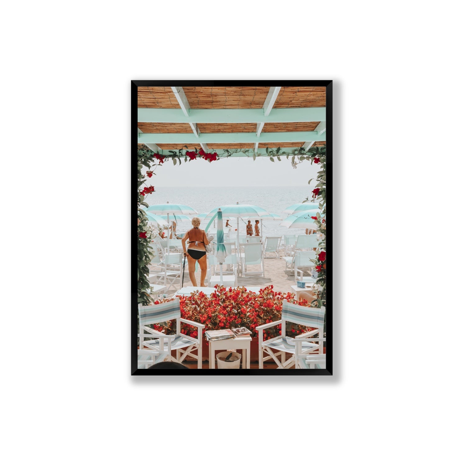 Nonna's Italian Escape Alassio Italian wall art Extra Large full-bleed fine art print in black frame