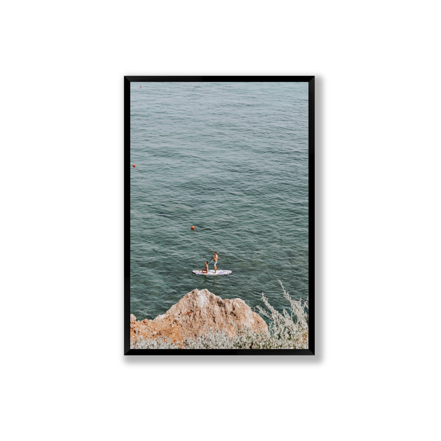 Into The Vibe Without Getting Wet Tuscany coastal wall art Extra Large full-bleed fine art print in black frame