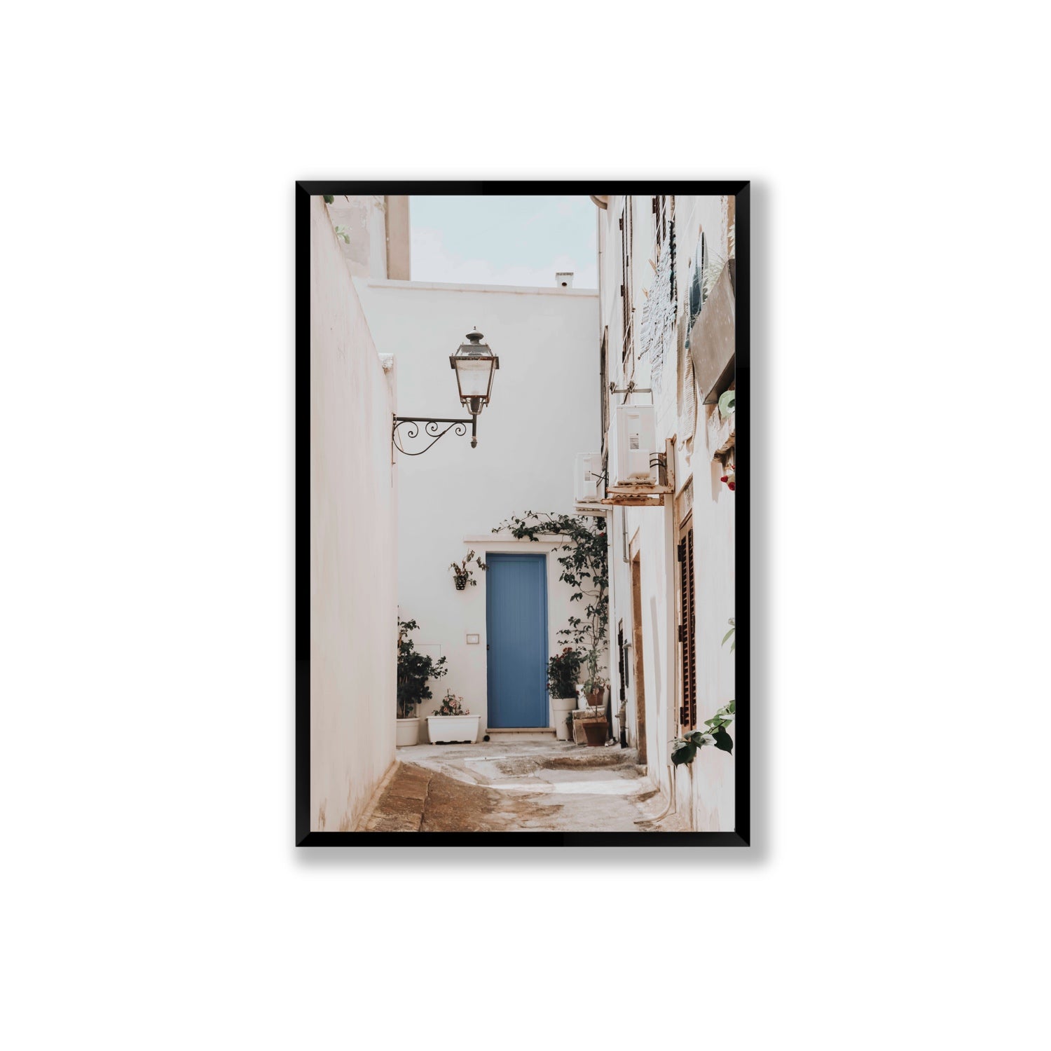 Entry Envy Puglia Ostuni wall art Extra Large full-bleed fine art print in black frame