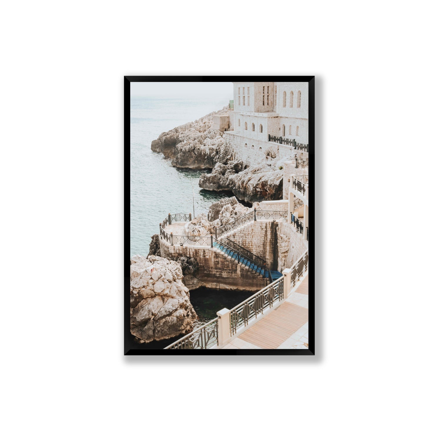 Wellness Centre Puglia coastal wall art Extra Large full-bleed fine art print in black frame