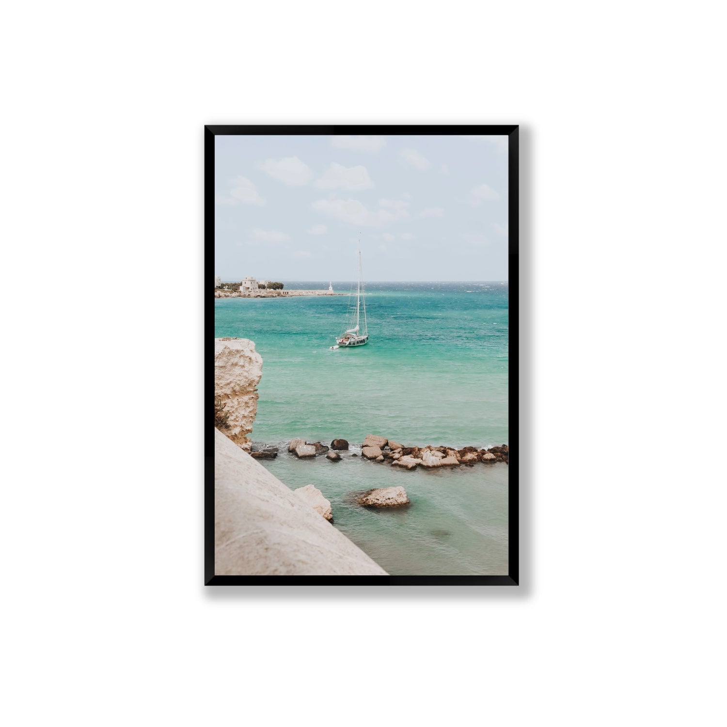 Seafarer's Dream Puglia Seafarer’s Dream coastal wall art Extra Large full-bleed fine art print in black frame
