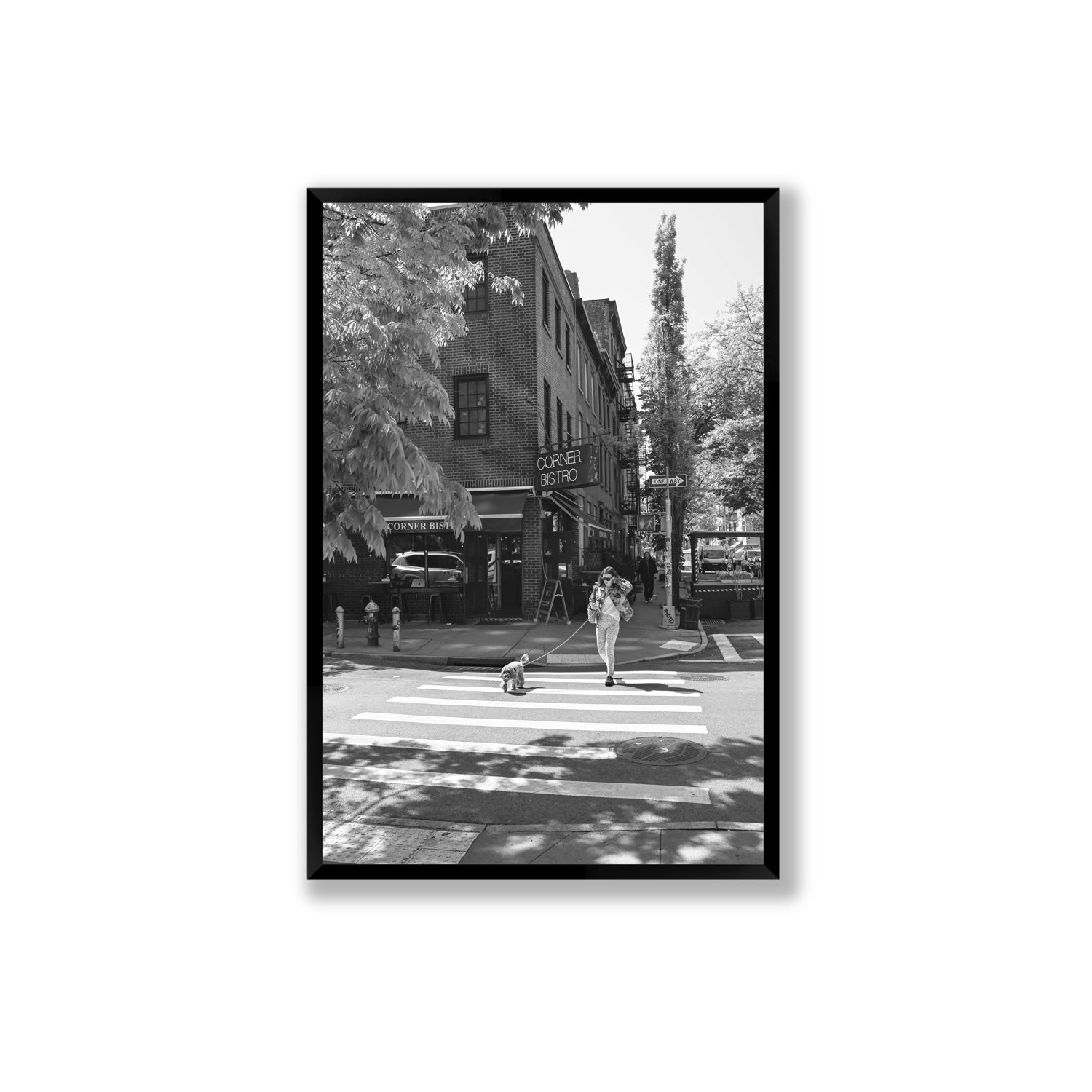 Sunlit Stroll New York NYC Black & White wall art Extra Large full-bleed fine art print in black frame