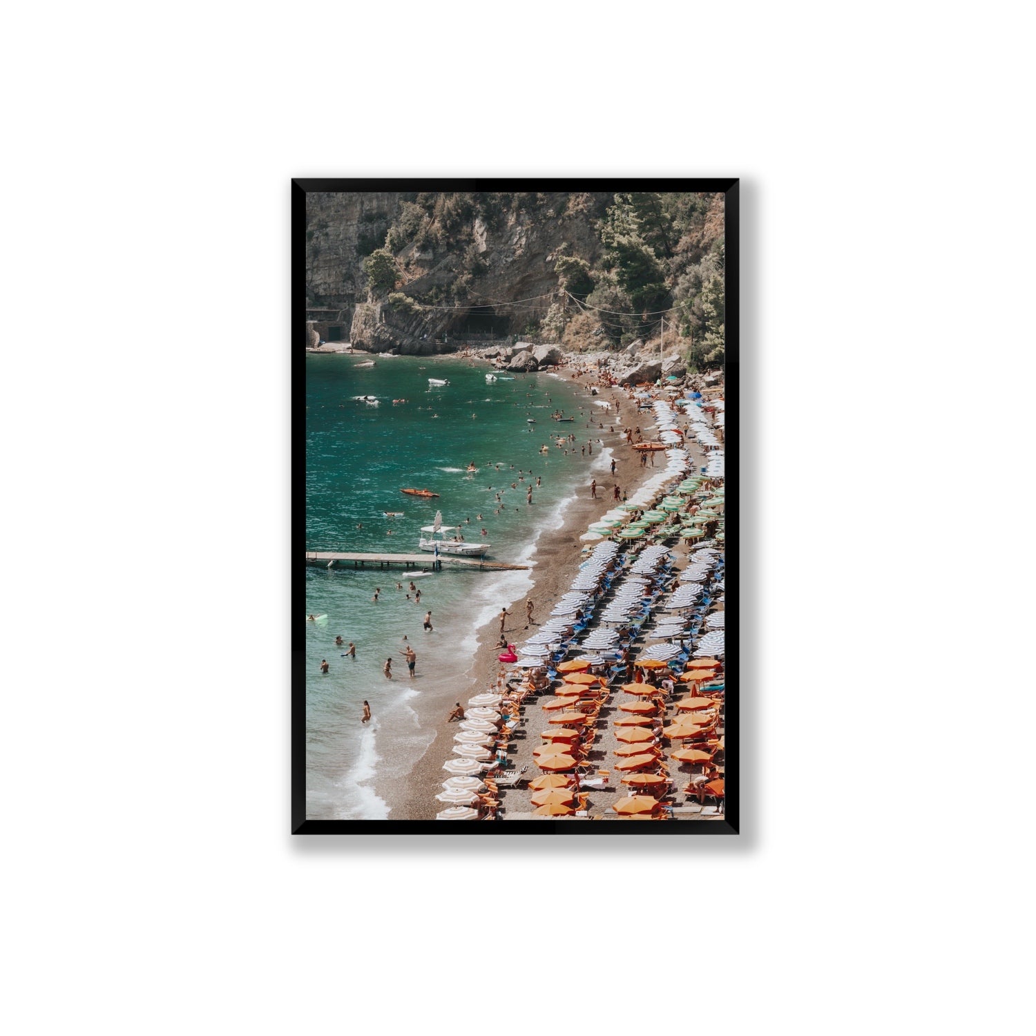 Ocean's Playground Positano decor wall art Extra Large full-bleed fine art print in black frame