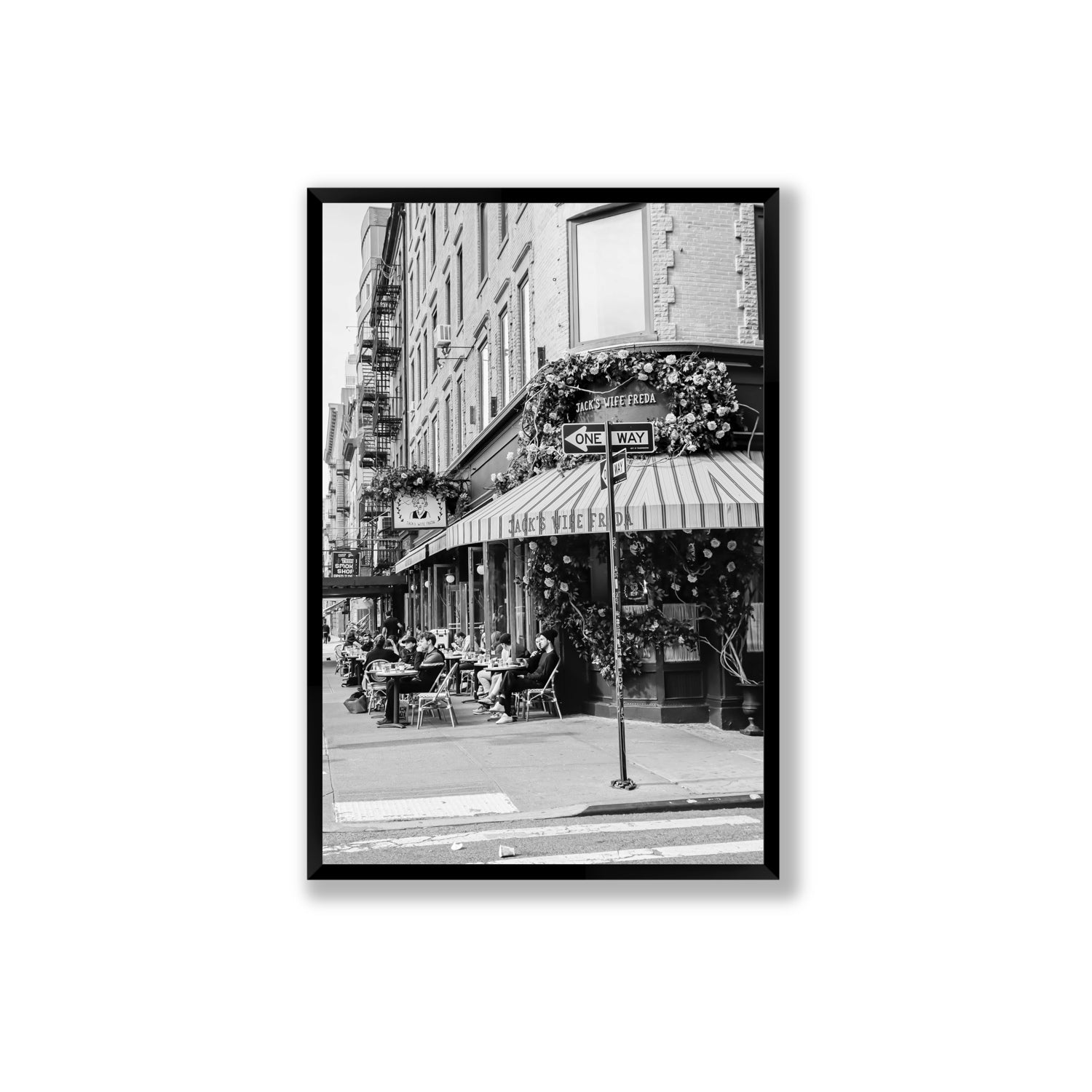 Freda's Feast New York NYC Black & White wall art Extra Large full-bleed fine art print in black frame