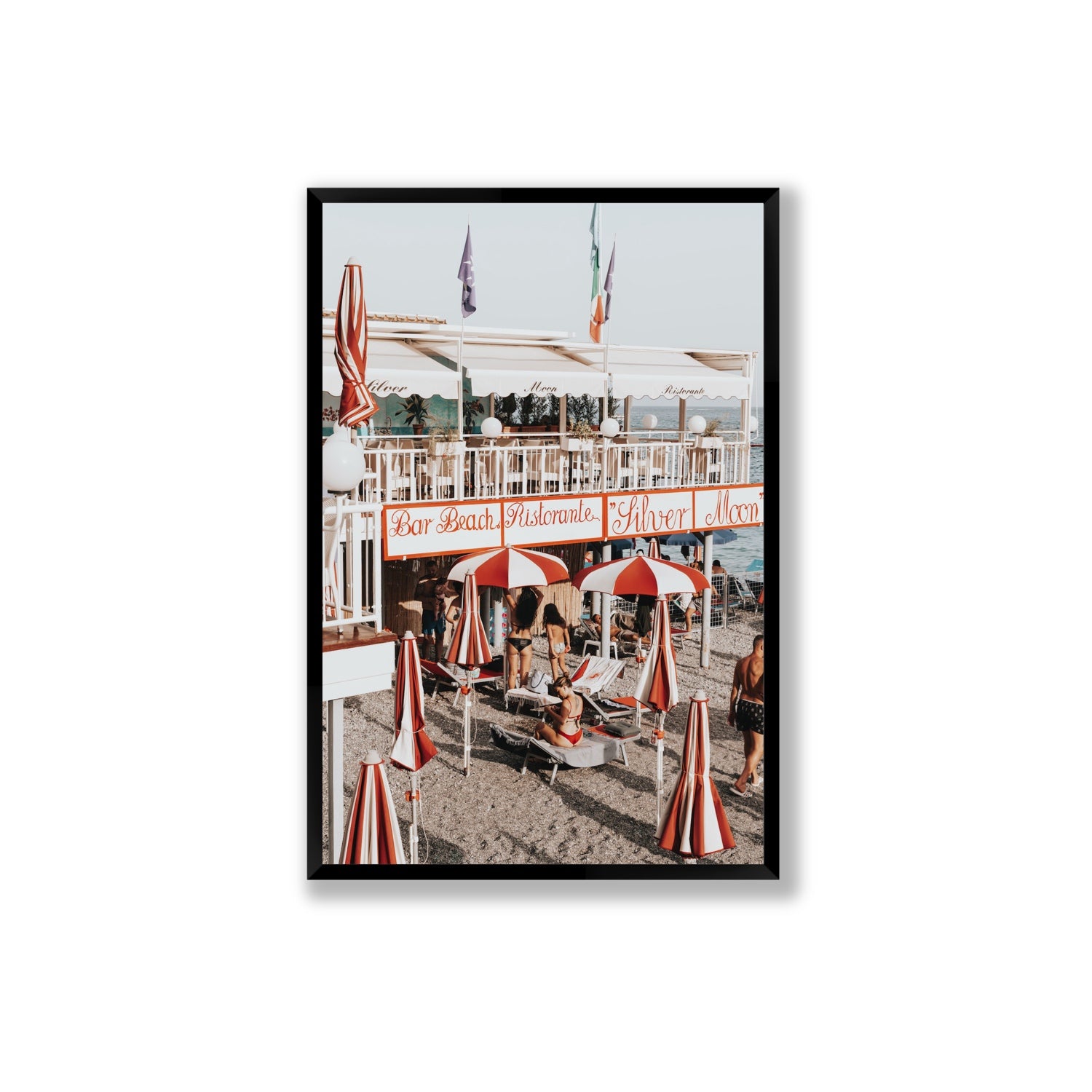 Vintage Amalfi Amalfi Mediterranean wall art Extra Large full-bleed fine art print in black frame
