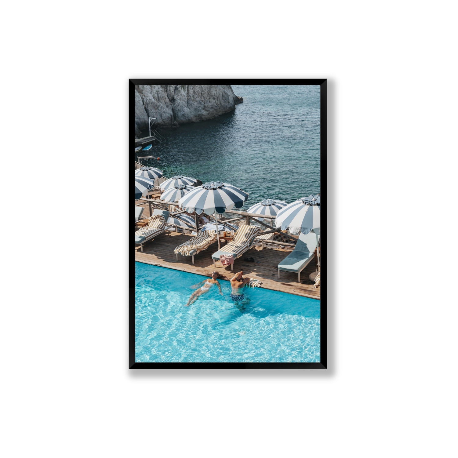 I'm Busy Ischia Italian coastal Mediterranean wall art Extra Large full-bleed fine art print in black frame