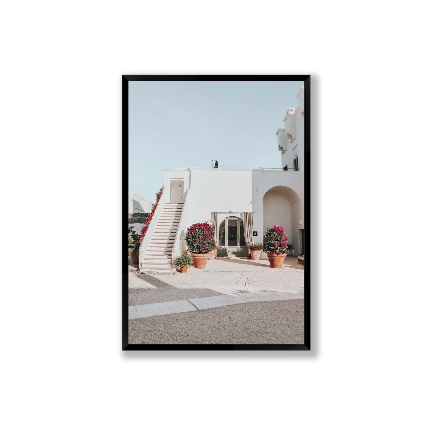 Scala Fiorita Puglia Mediterranean wall art Extra Large full-bleed fine art print in black frame