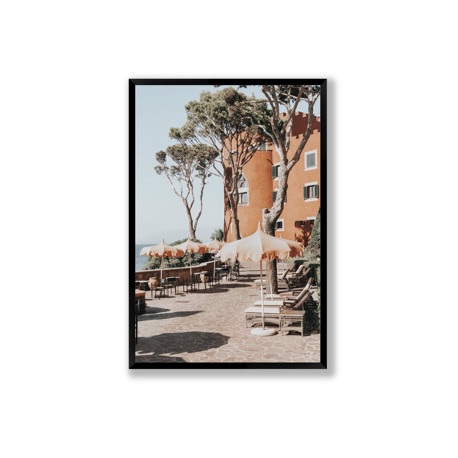 Mezzatorre Ischia Italian Mediterranean decor wall art Extra Large full-bleed fine art print in black frame