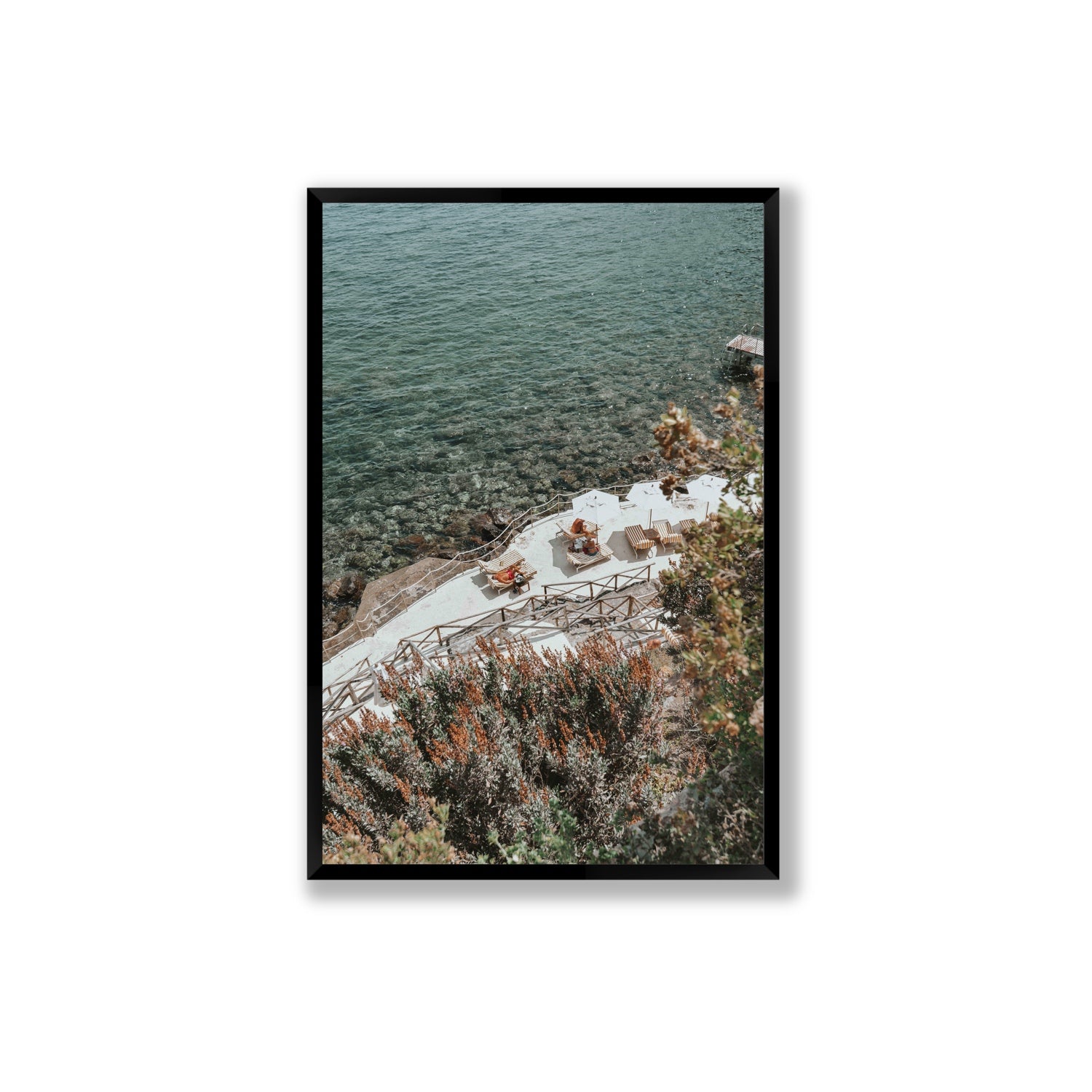 Hidden Gem Tuscany coastal wall art Extra Large full-bleed fine art print in black frame