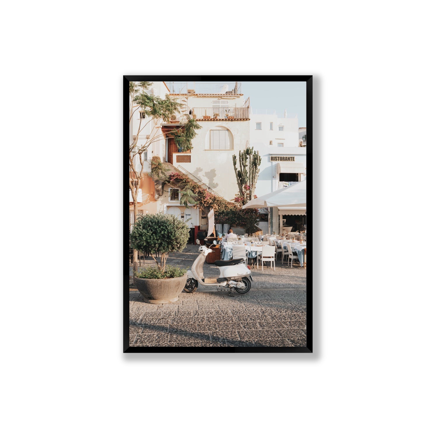 Ristorante Ischia Italian Mediterranean decor wall art Extra Large full-bleed fine art print in black frame