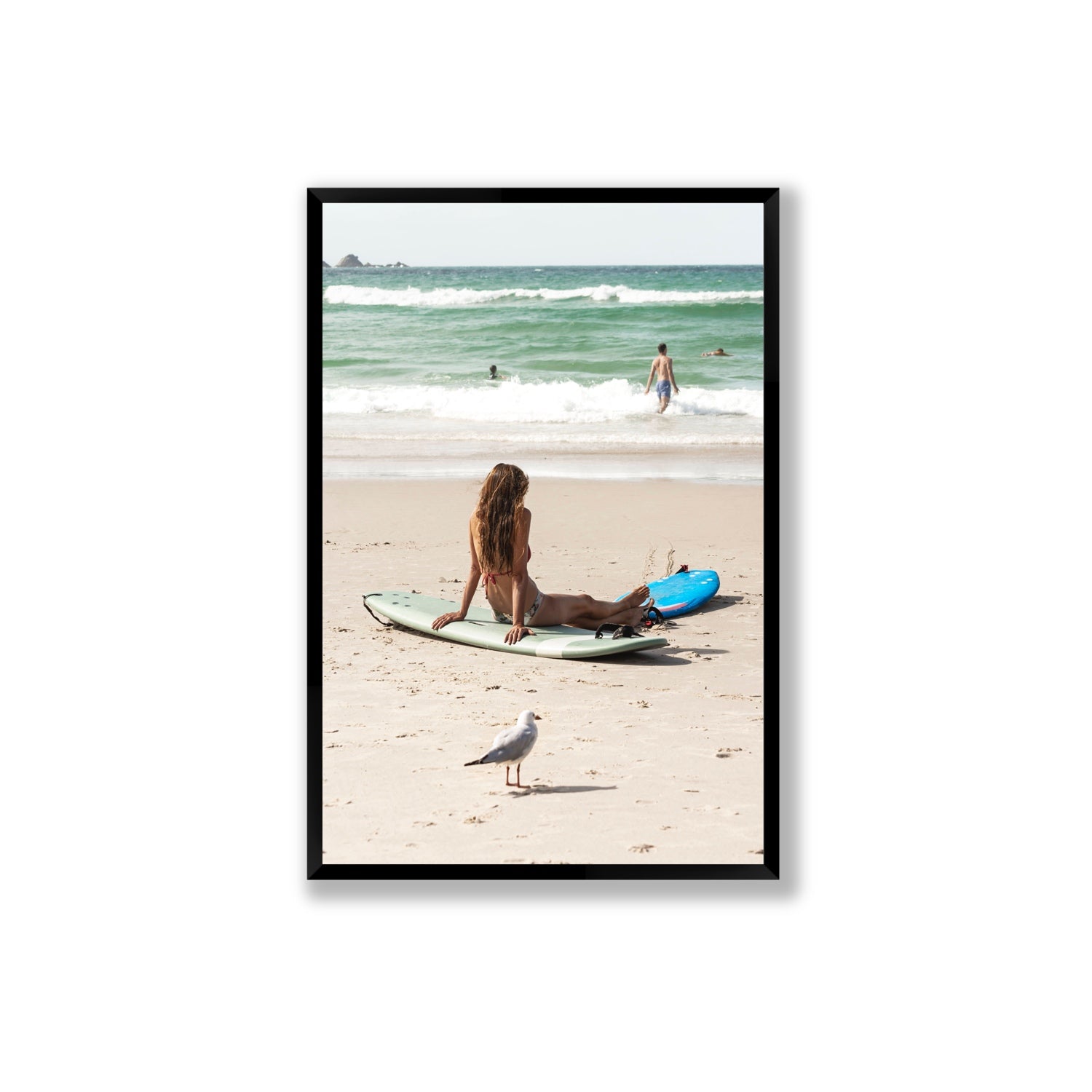 Carissa Byron Bay Surf coastal wall art Extra Large full-bleed fine art print in black frame