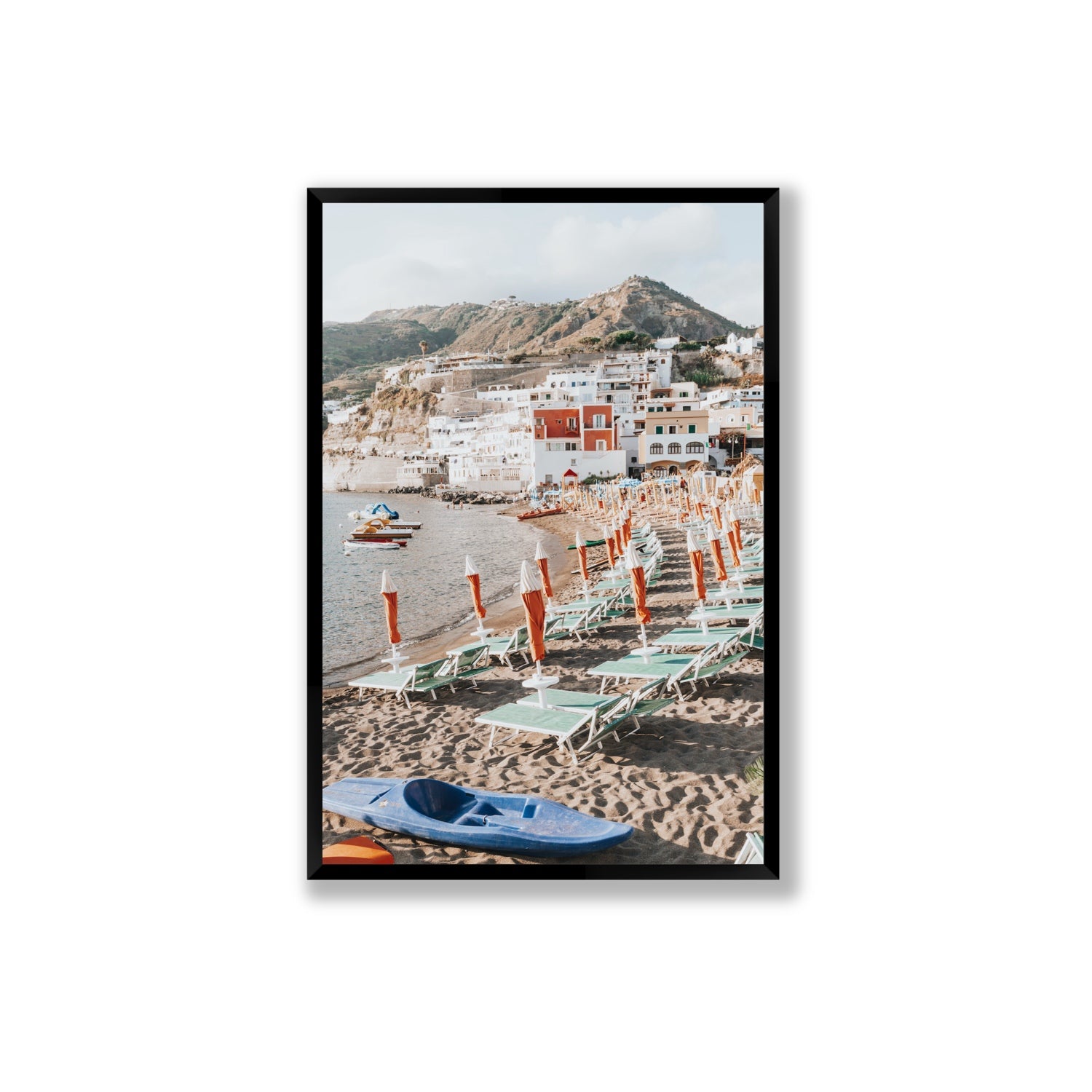 L'Isola del Paradiso Ischia Mediterranean wall art Extra Large full-bleed fine art print in black frame
