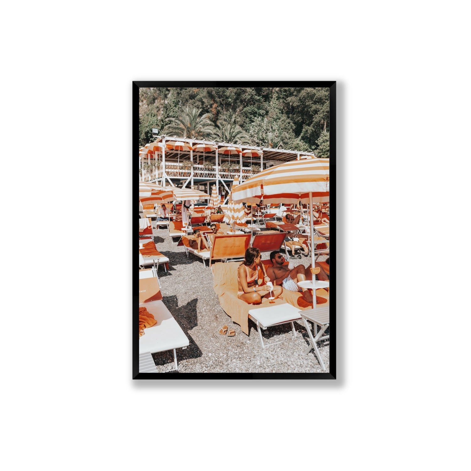 Lounging In Lido fine art print, Positano, Italy, Extra Large, Black Frame · Full Bleed, Fine Art Print