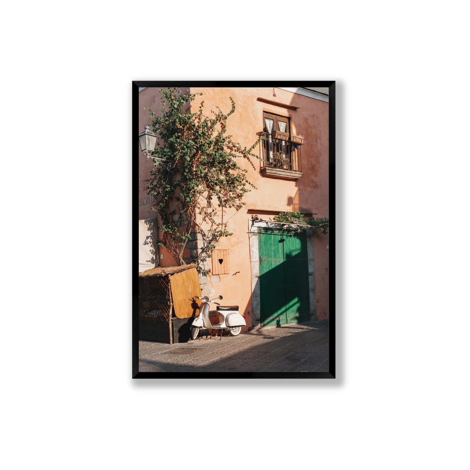 La Casa Ischia Italian Mediterranean decor wall art Extra Large full-bleed fine art print in black frame