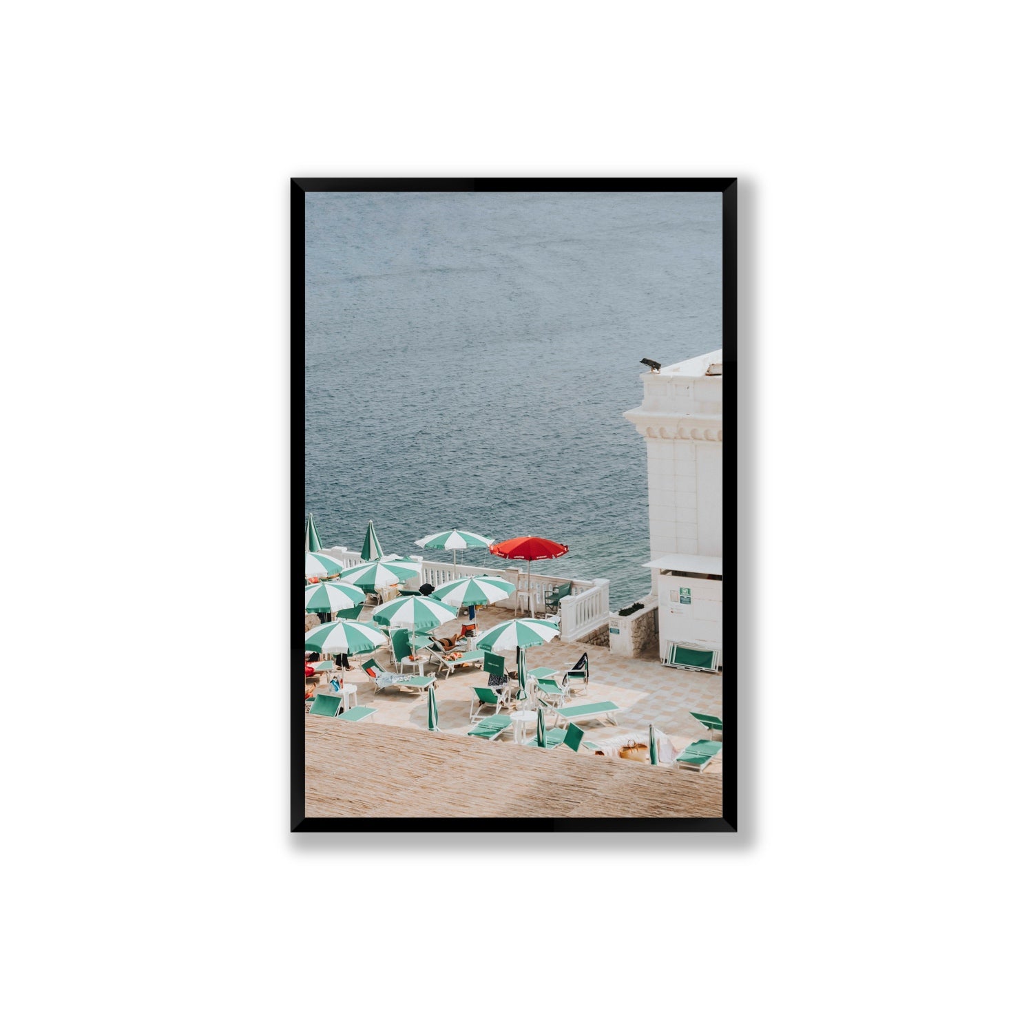 Lido Italiano Puglia beach Italian wall art Extra Large full-bleed fine art print in black frame
