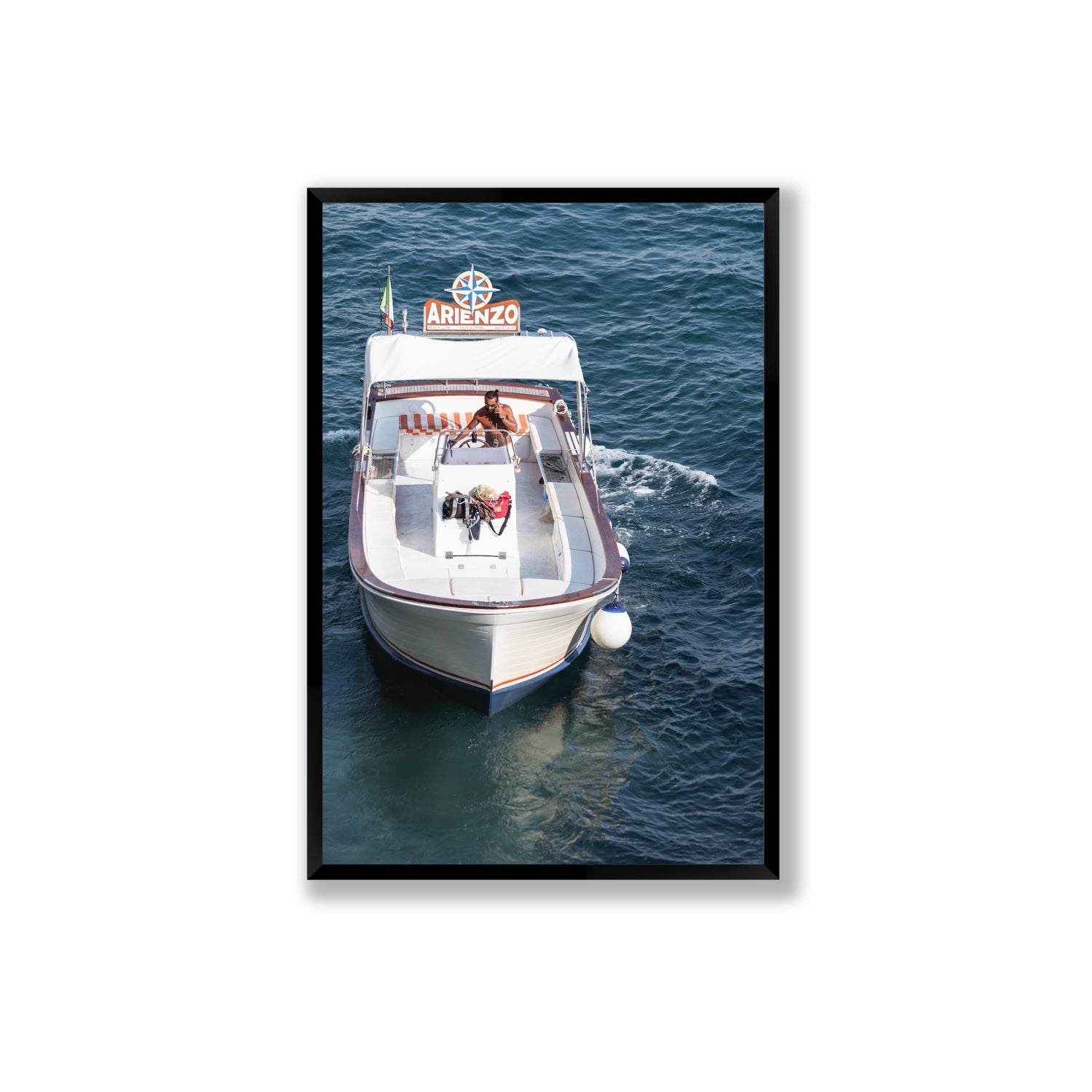 Pilota di Motoscafo fine art print, Positano, Italy, Extra Large, Black Frame · Full Bleed, Fine Art Print