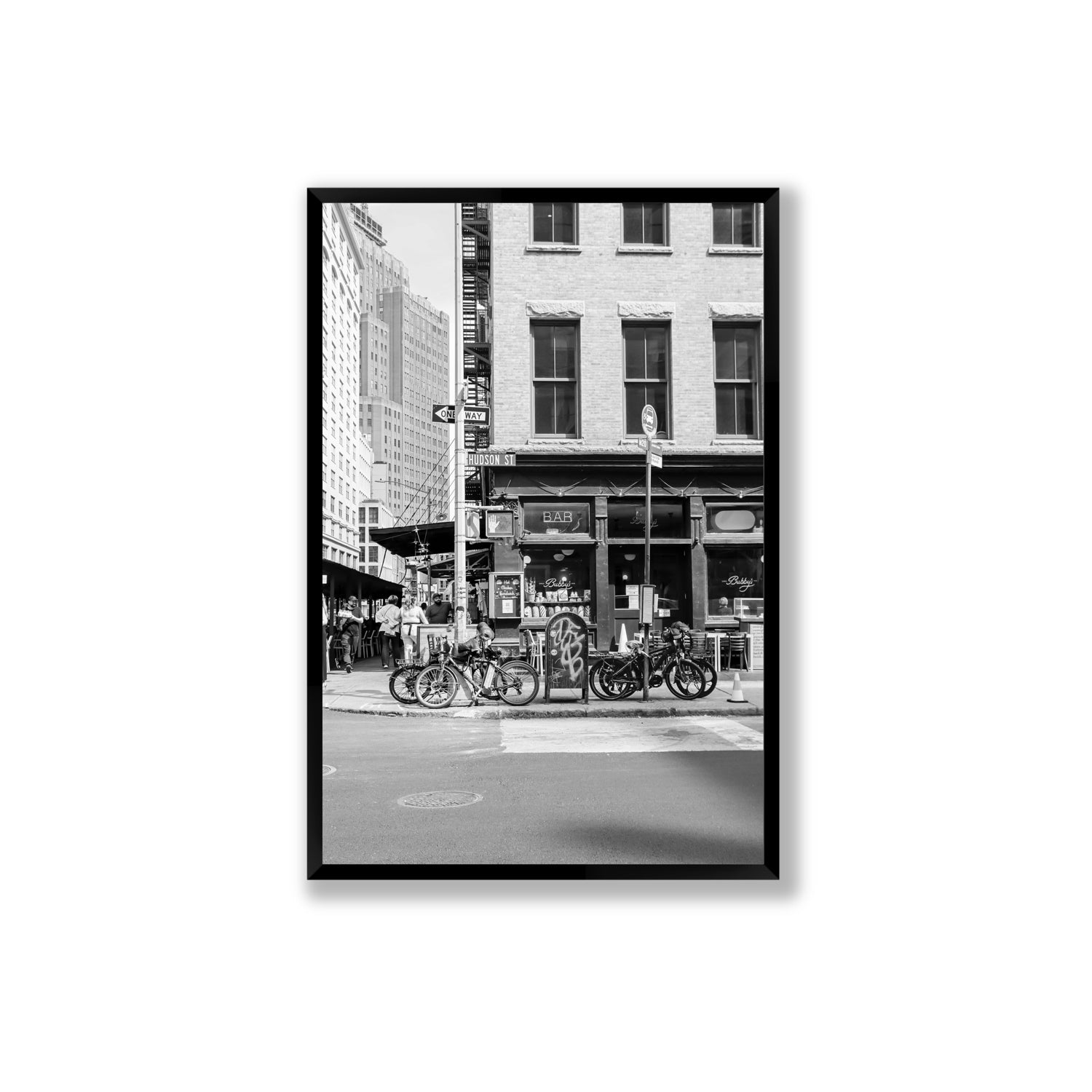 Bites Of The Big Apple New York NYC Black & White wall art Extra Large full-bleed fine art print in black frame
