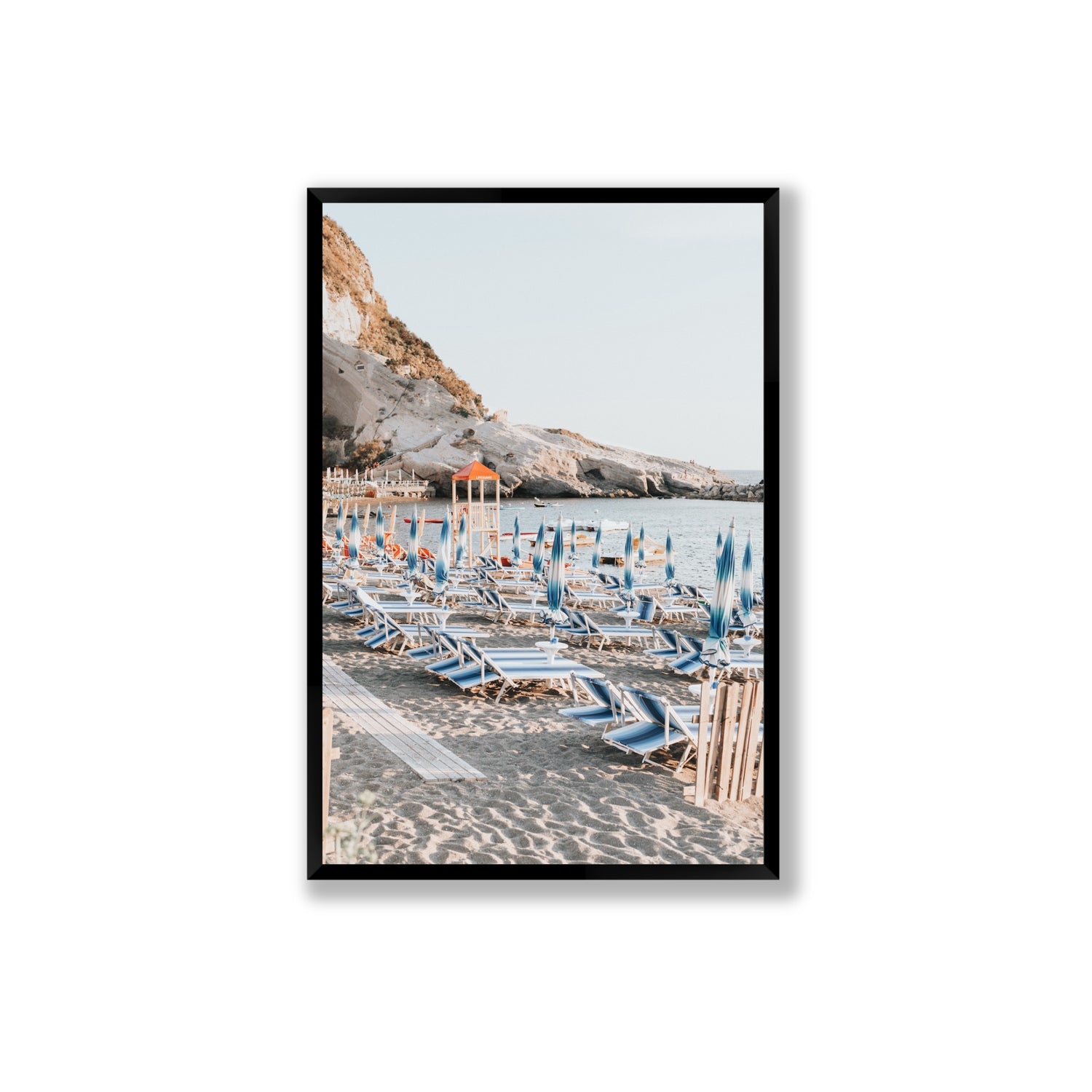 The Golden Hour Ischia Italian coastal wall art Extra Large full-bleed fine art print in black frame