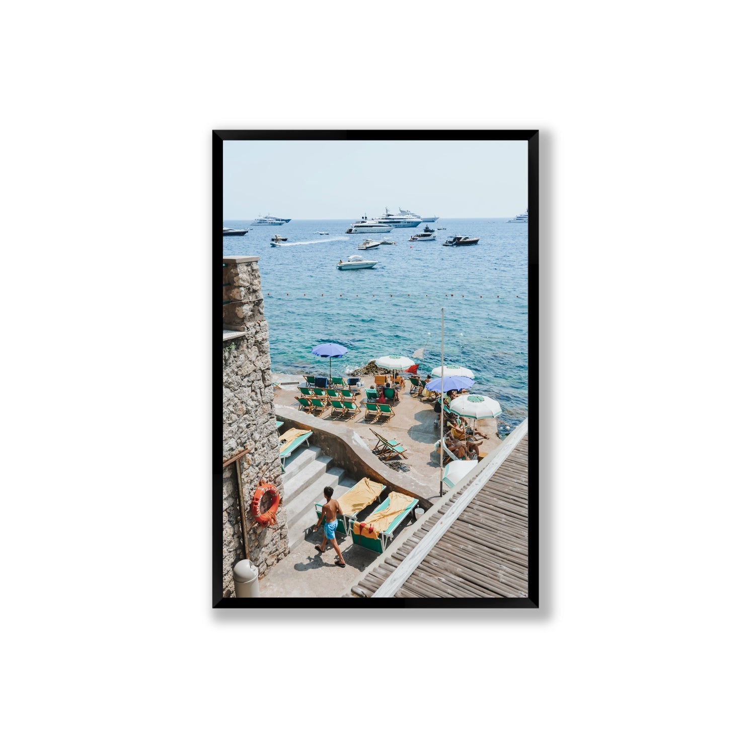 Canzone di Capri Capri Italian beach wall art Extra Large full-bleed fine art print in black frame