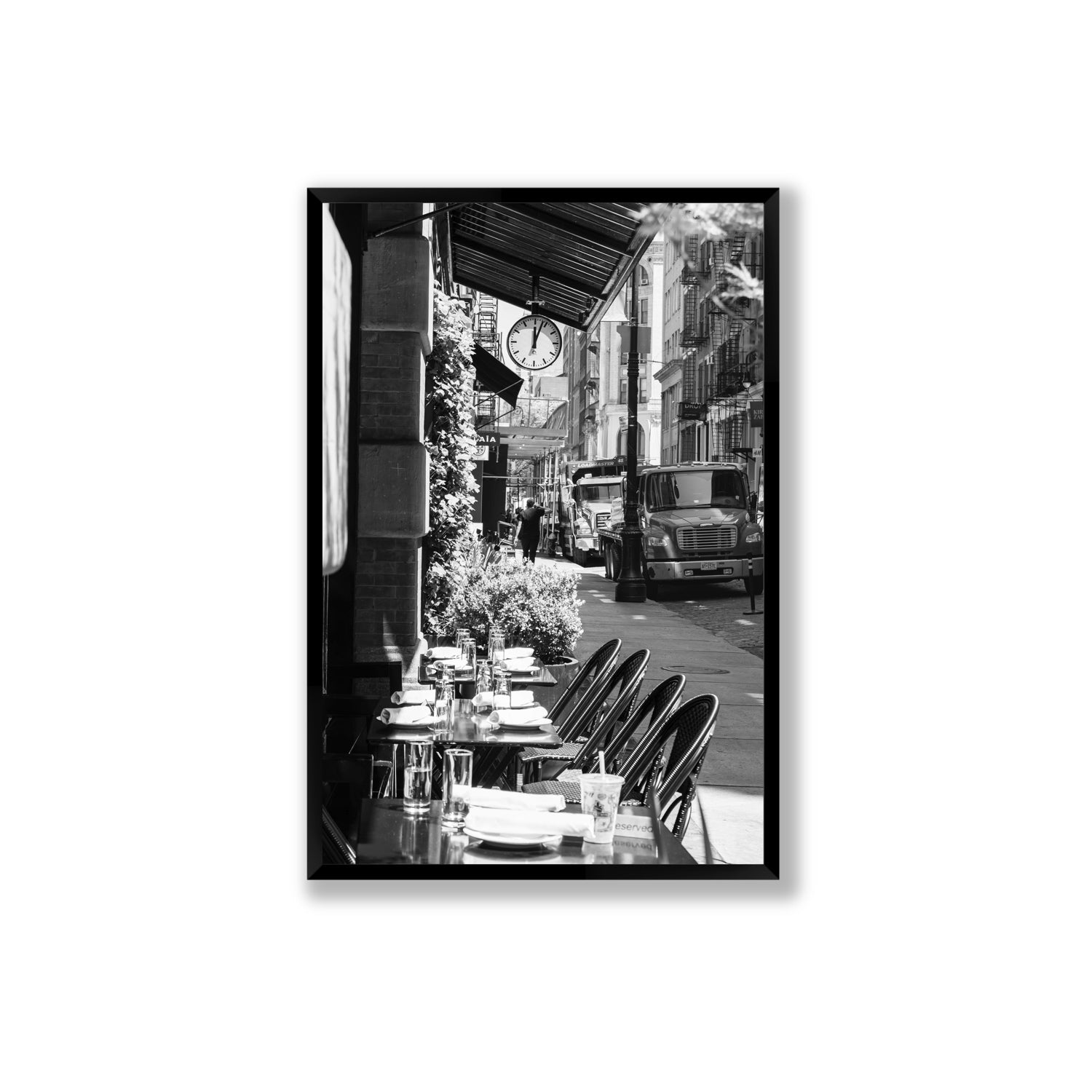 Mercer Street New York NYC Black & White wall art Extra Large full-bleed fine art print in black frame