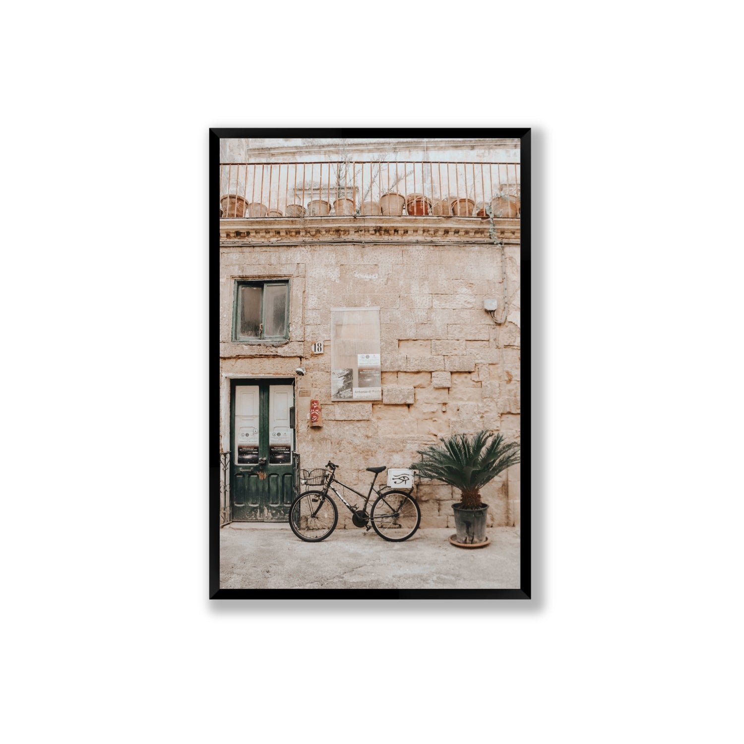 Golden Facades Puglia Lecce Italian wall art Extra Large full-bleed fine art print in black frame