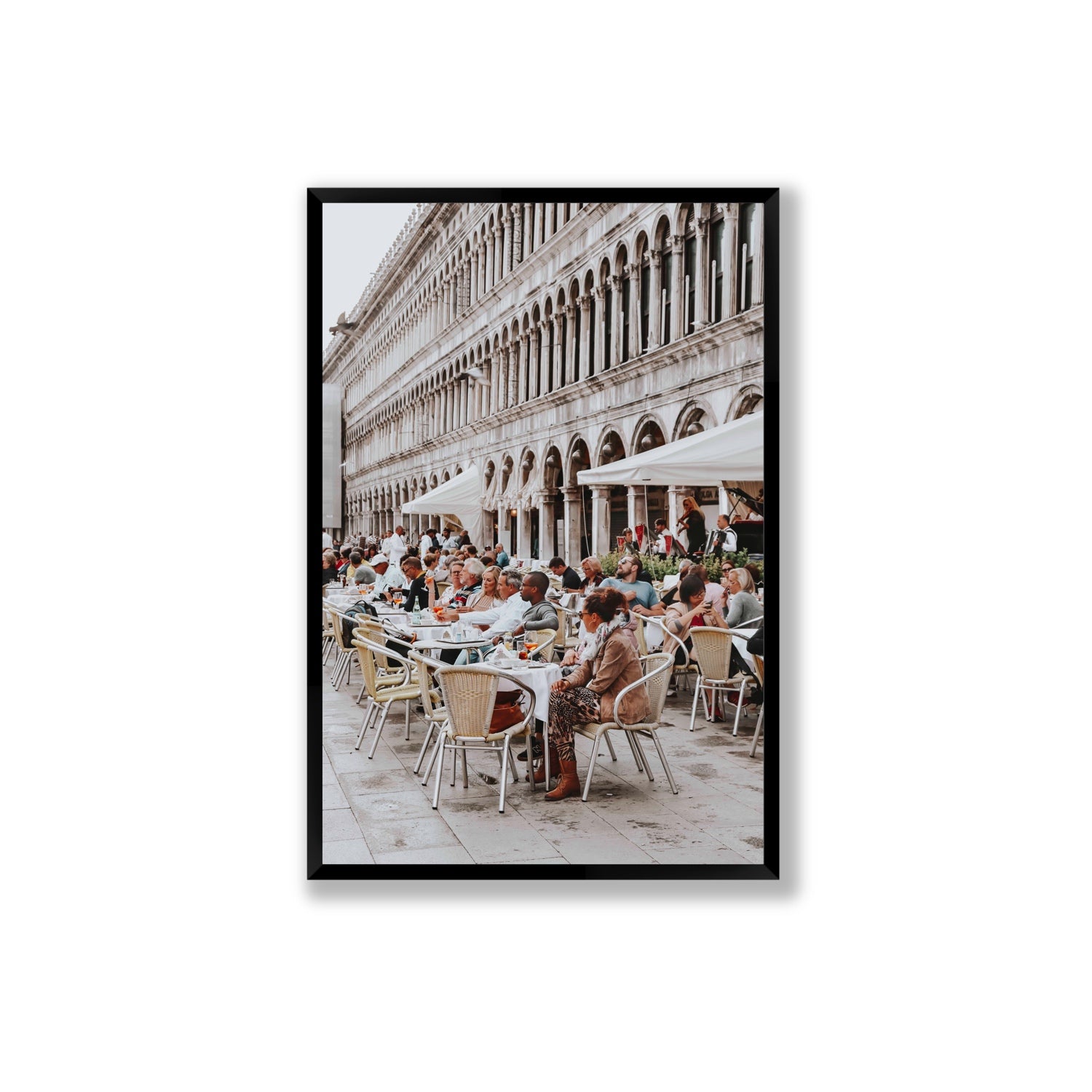 Lunchbreak Venice Italian wall art Extra Large full-bleed fine art print in black frame