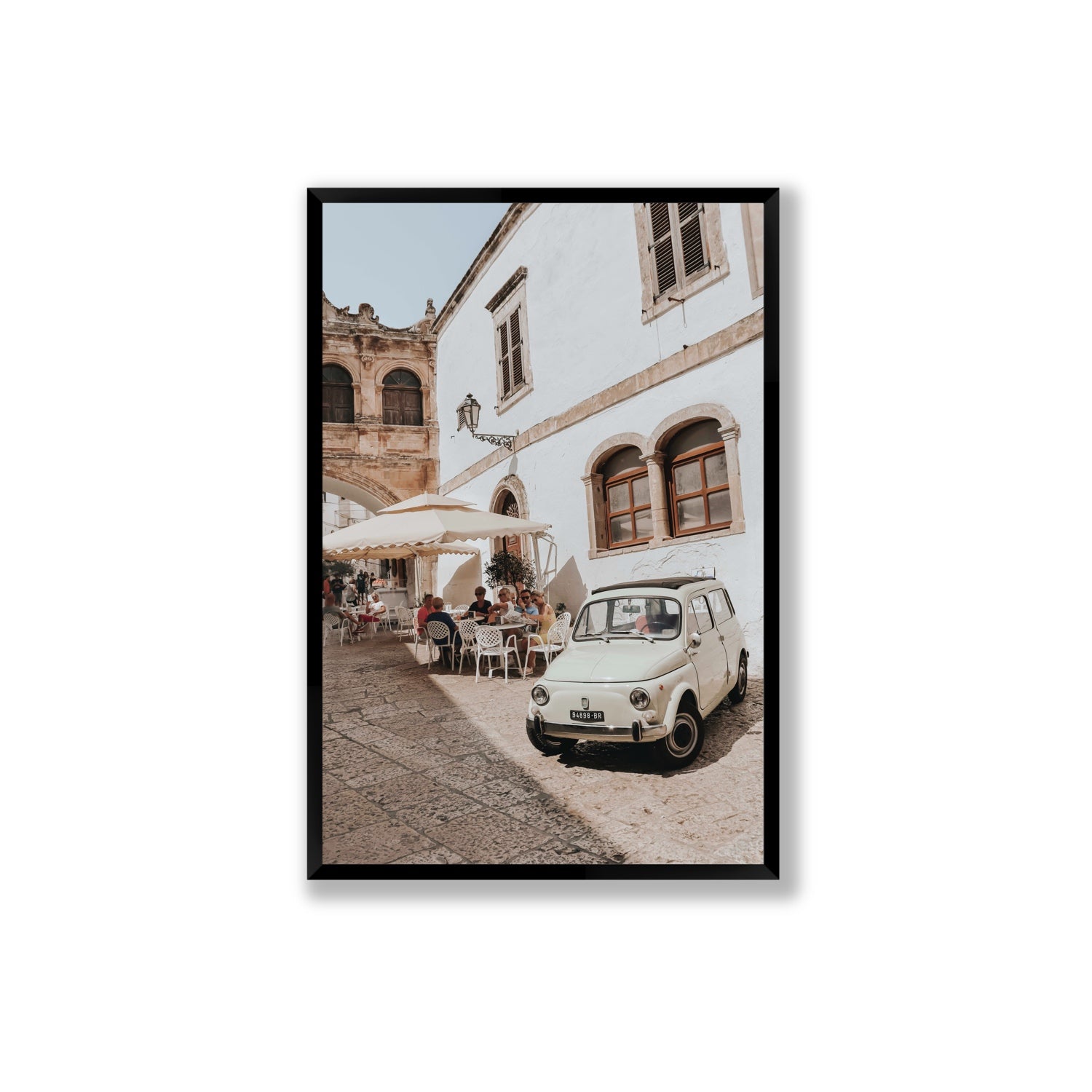 Piazza di Ostuni Puglia Italian wall art Extra Large full-bleed fine art print in black frame