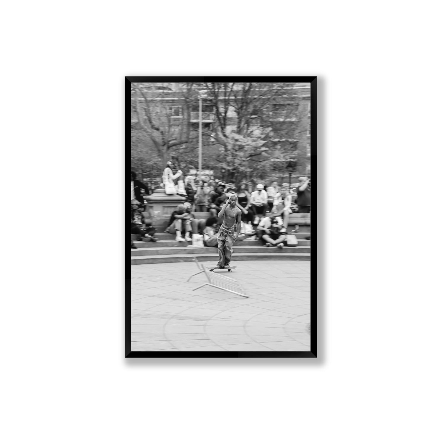 Skate Park Serenade New York NYC Black & White wall art Extra Large full-bleed fine art print in black frame