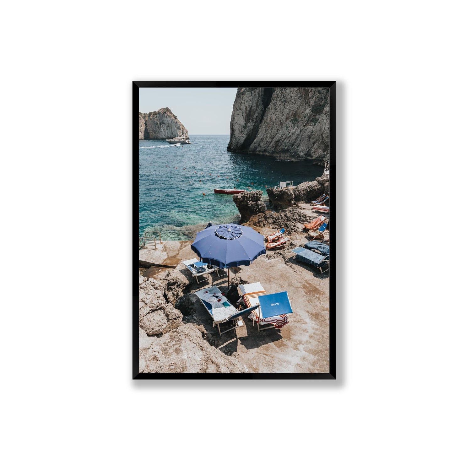 Lonely Loungers fine art print, Capri, Italy, Extra Large, Black Frame · Full Bleed, Fine Art Print