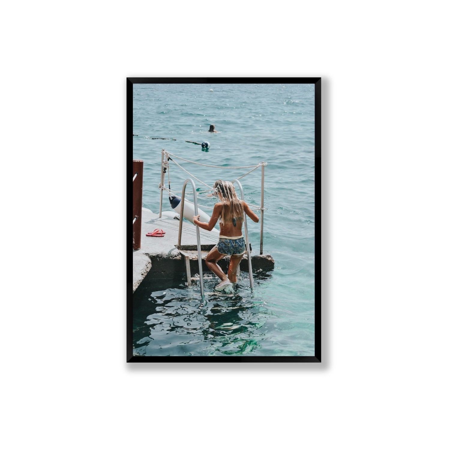Little Mermaid Capri Mediterranean wall art Extra Large full-bleed fine art print in black frame