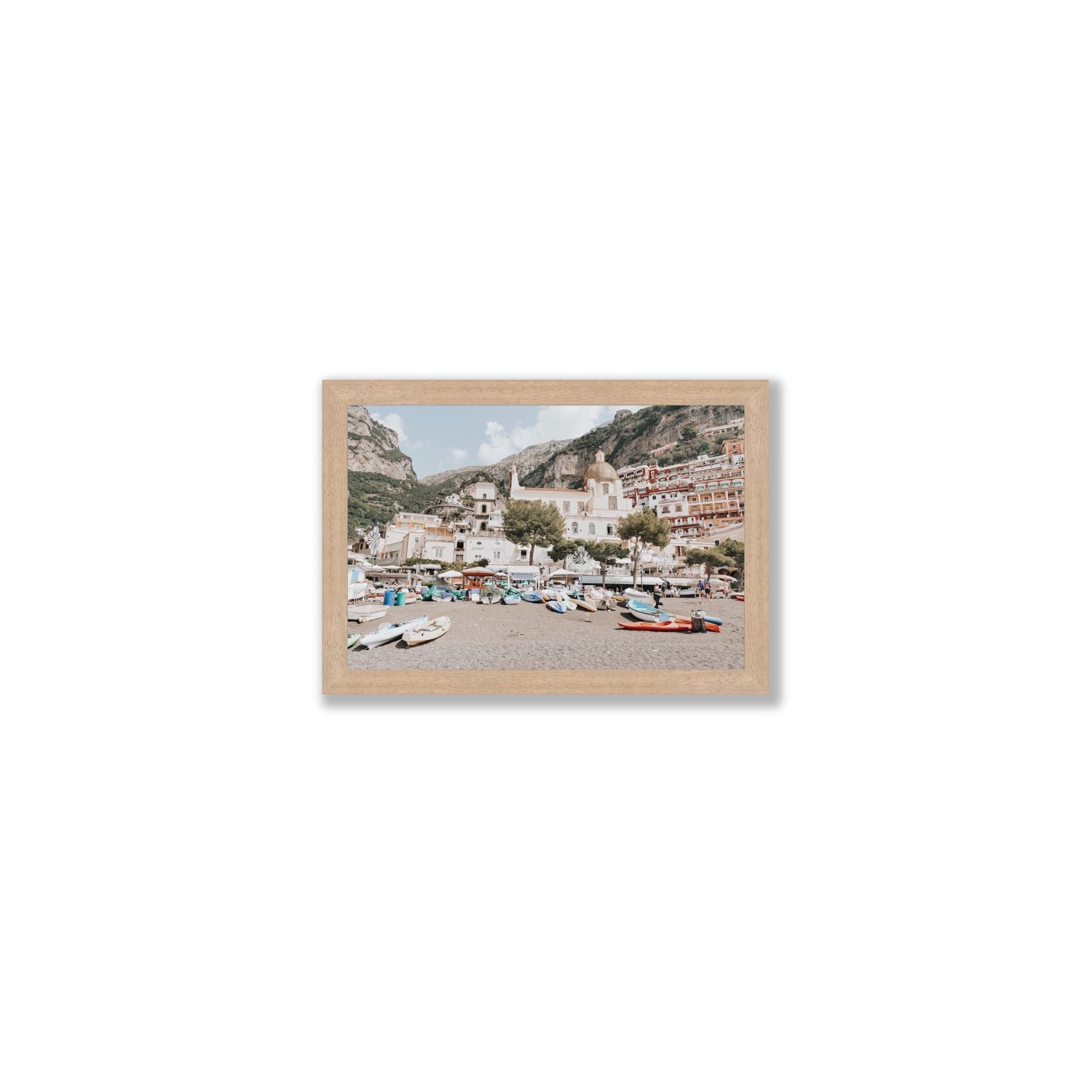 Pastel Paradise fine art print, Positano, Italy, Small, Natural Oak Frame · Full Bleed, Fine Art Print