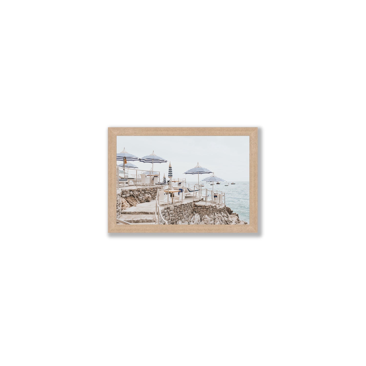 Ombrelloni fine art print, Positano, Italy, Small, Natural Oak Frame · Full Bleed, Fine Art Print