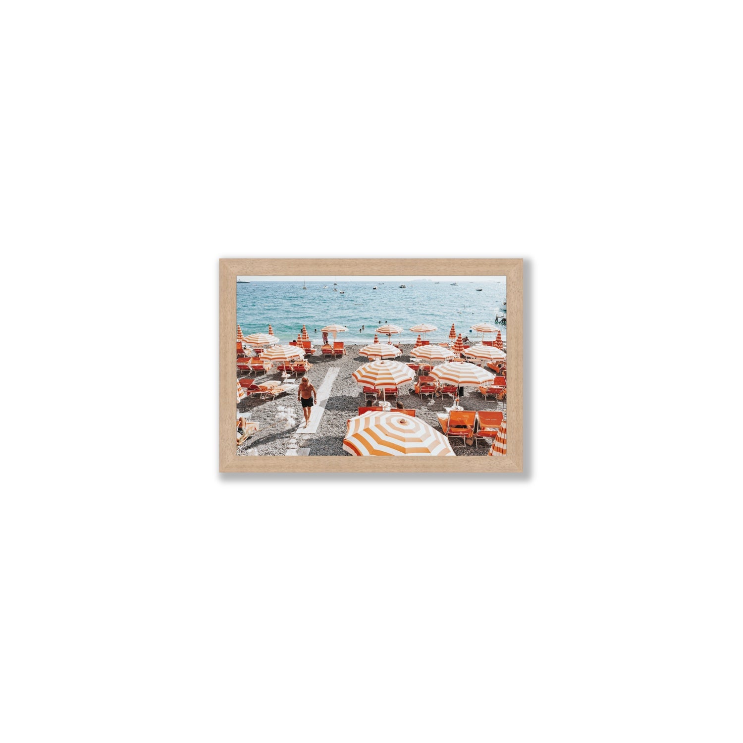 Shoreline Strut Positano wall art Small full-bleed fine art print in natural oak frame