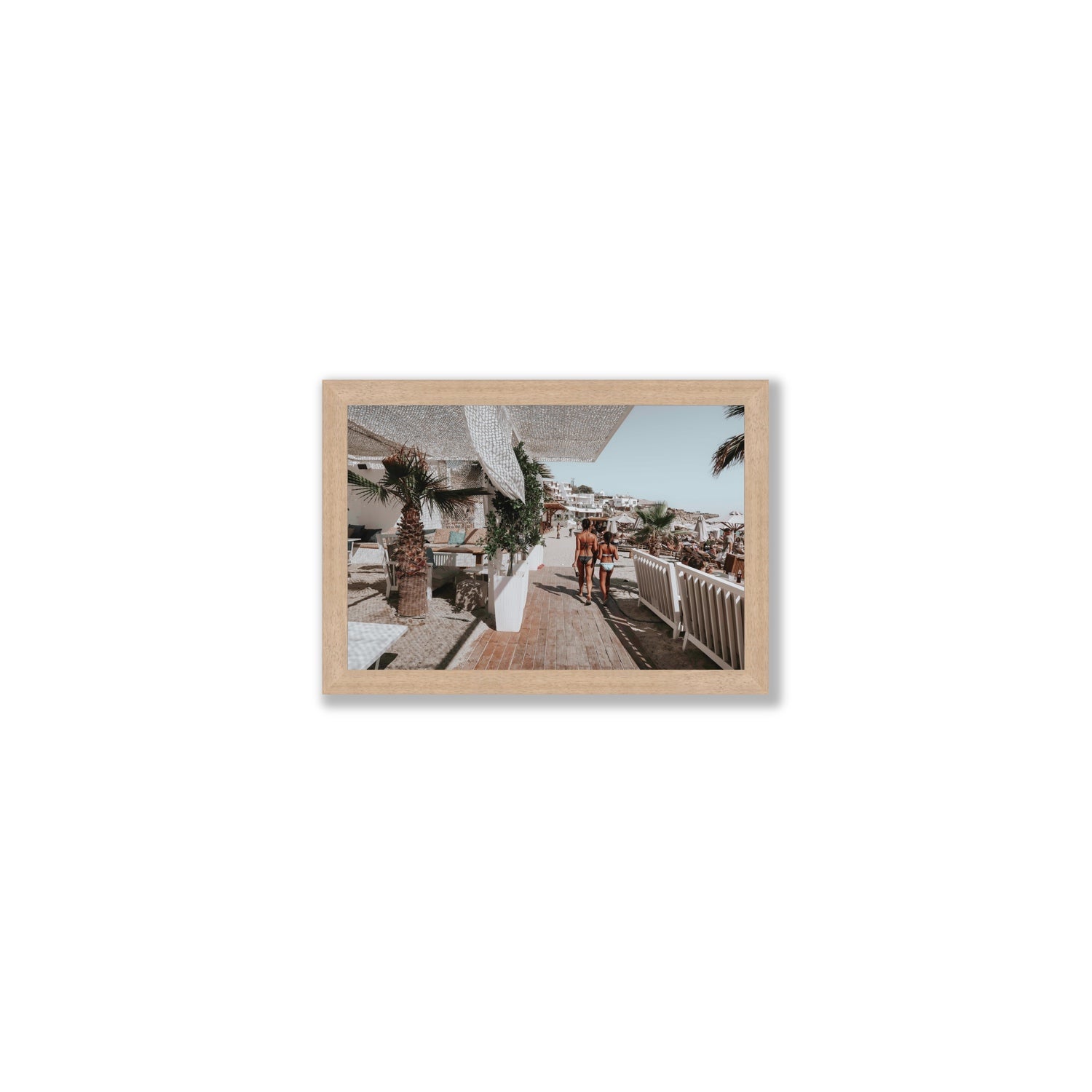 Mitera Kori Mykonos Greek island wall art Small full-bleed fine art print in natural oak frame