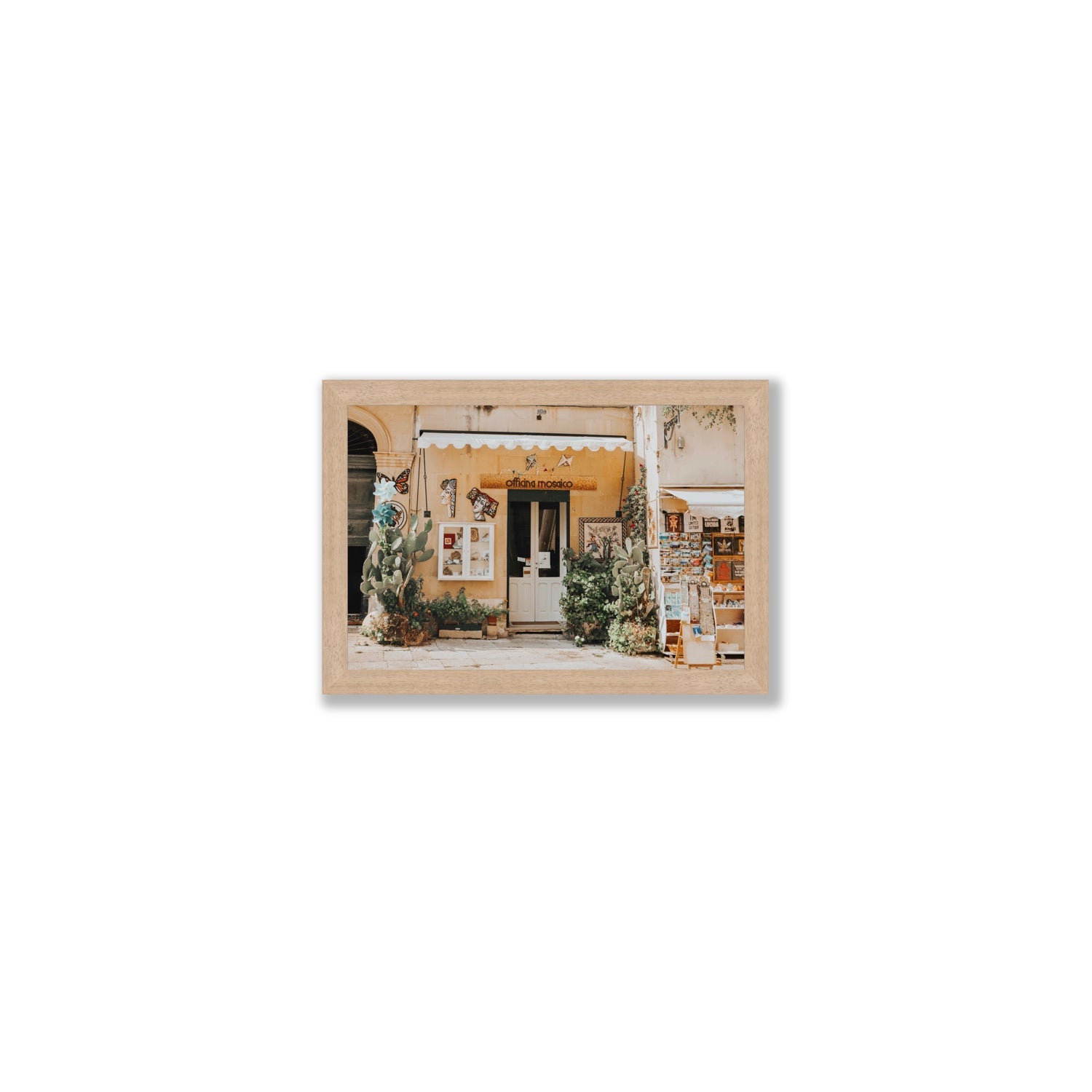 Mosaic Workshop Puglia Italian wall art Small full-bleed fine art print in natural oak frame