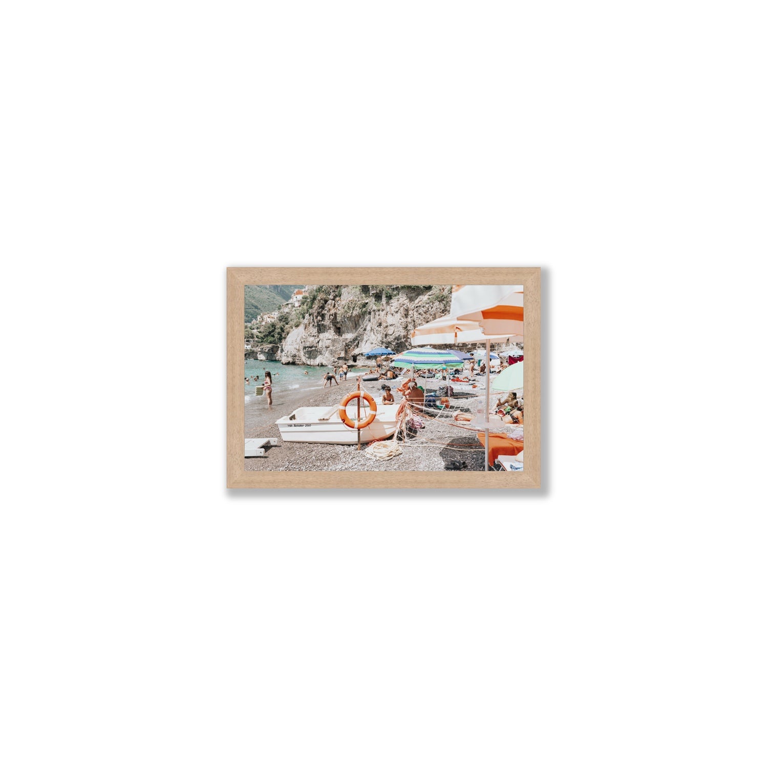 Bellezza By The Bay fine art print, Positano, Italy, Small, Natural Oak Frame · Full Bleed, Fine Art Print
