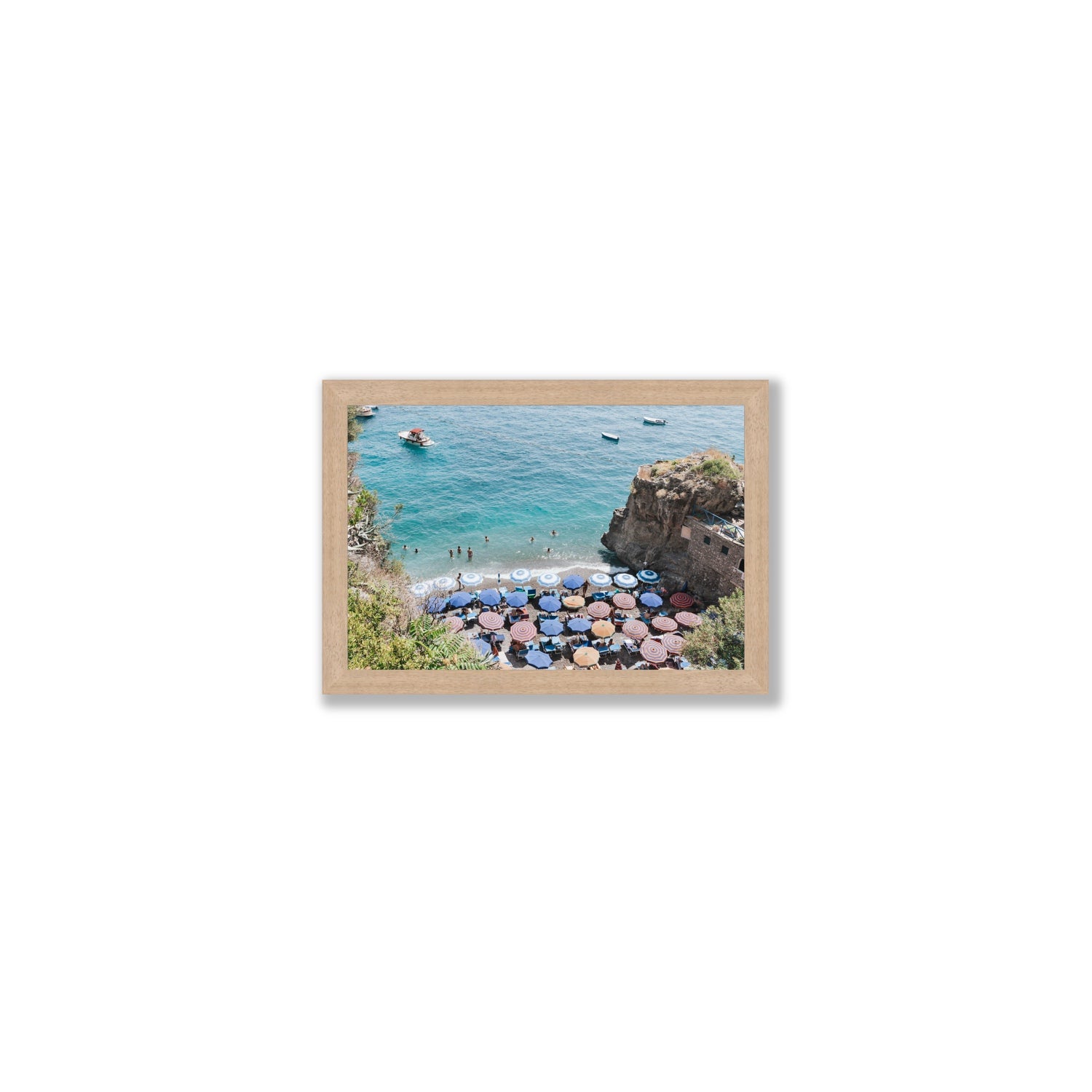The Cove fine art print, Positano, Italy, Small, Natural Oak Frame · Full Bleed, Fine Art Print