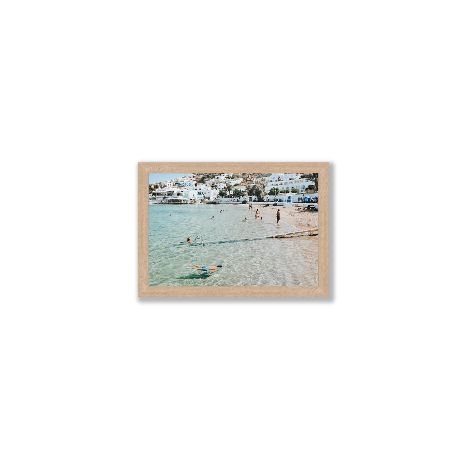 Bathe Yourself In Beauty Mykonos Greek island wall art Small full-bleed fine art print in natural oak frame