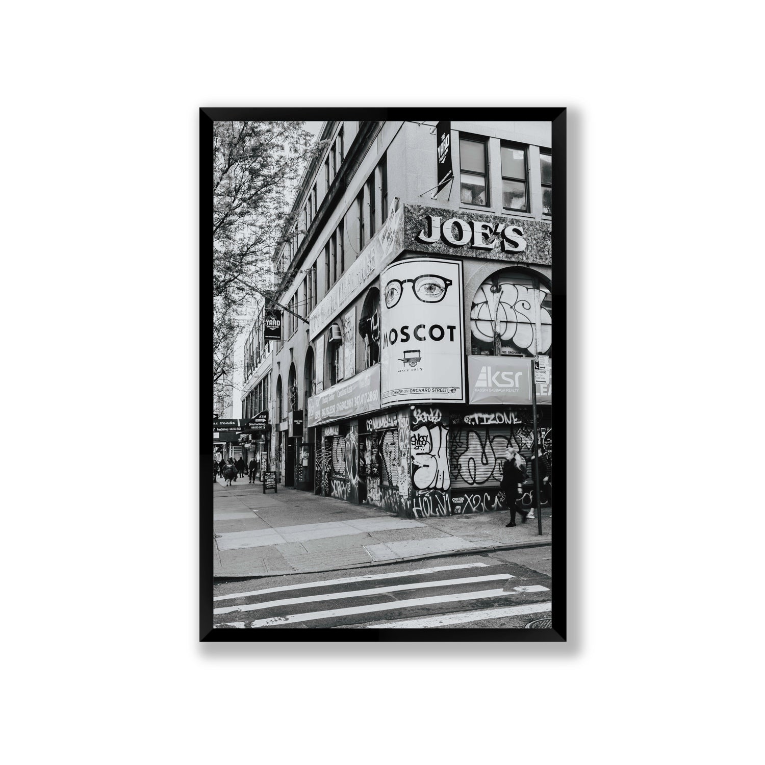 Lower East Side Murals New York NYC Black & White wall art Giant full-bleed fine art print in black frame