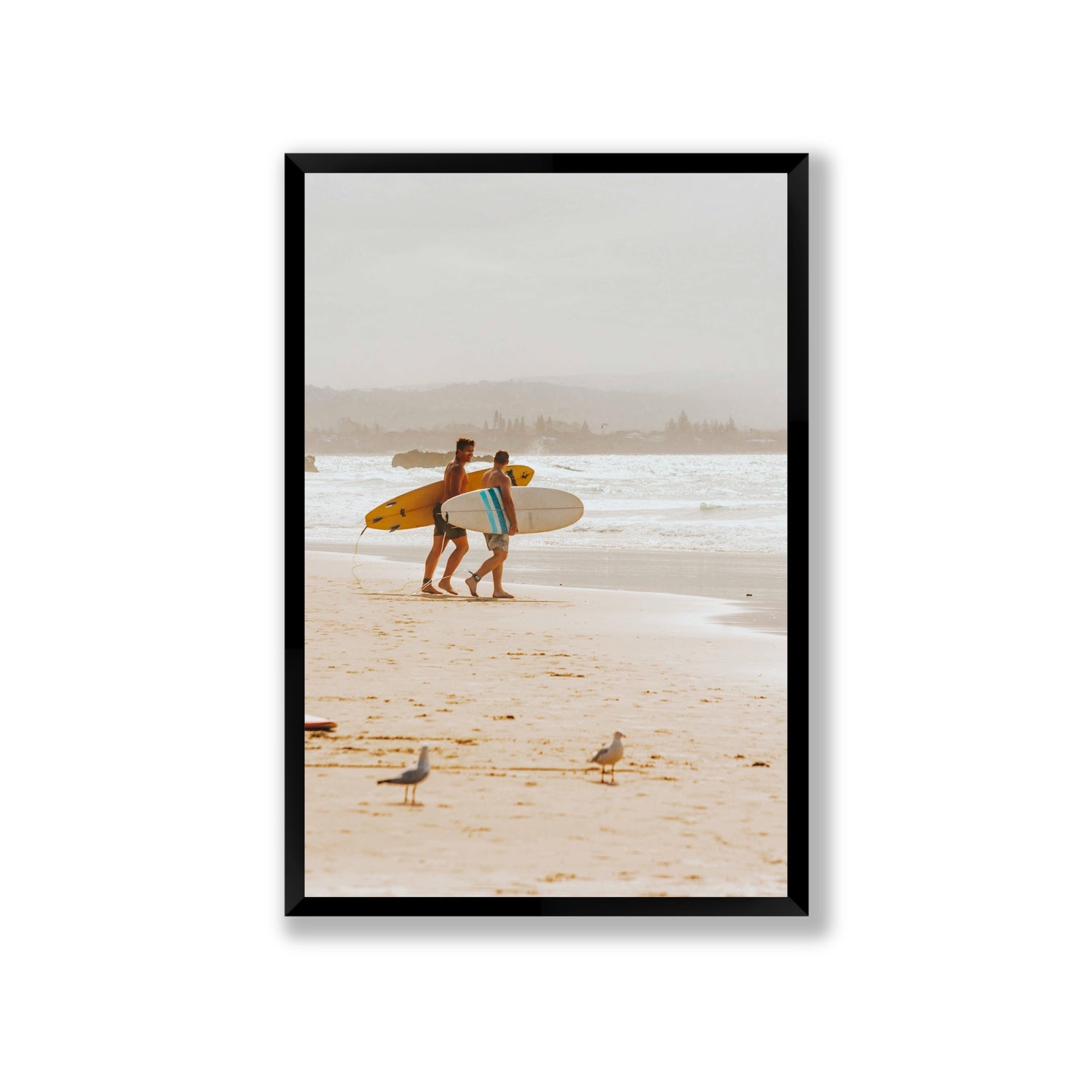 Shane & Benji Byron Bay Surf coastal wall art Giant full-bleed fine art print in black frame