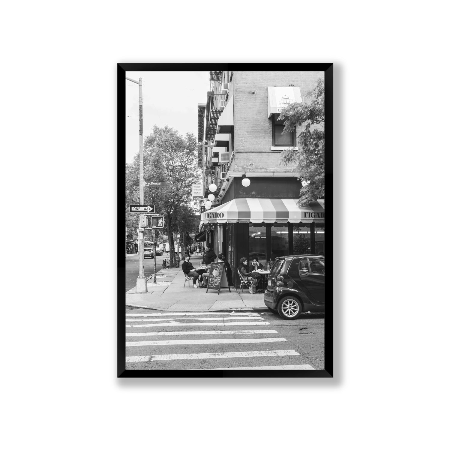 Figaro New York NYC Black & White wall art Giant full-bleed fine art print in black frame