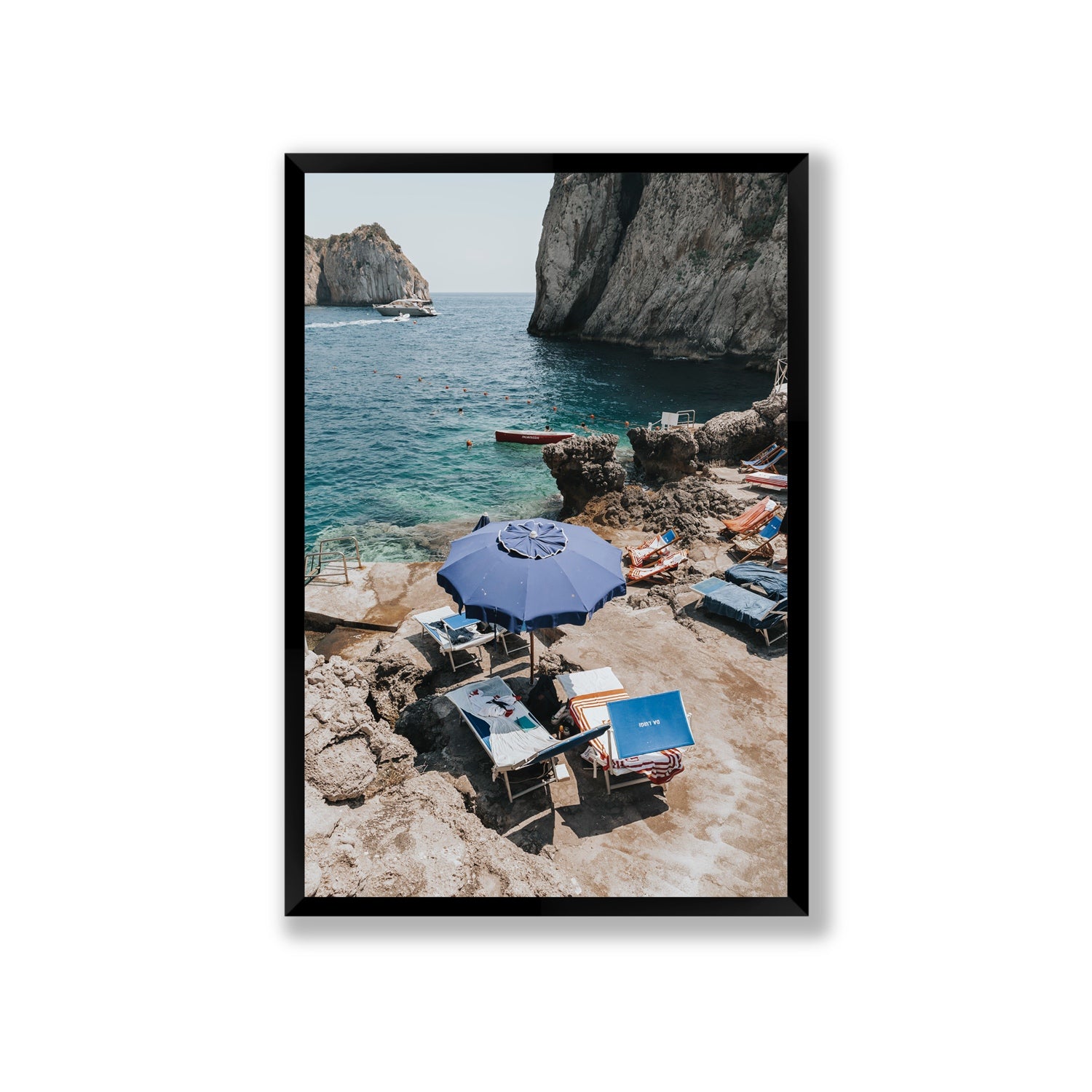 Lonely Loungers fine art print, Capri, Italy, Giant, Black Frame · Full Bleed, Fine Art Print
