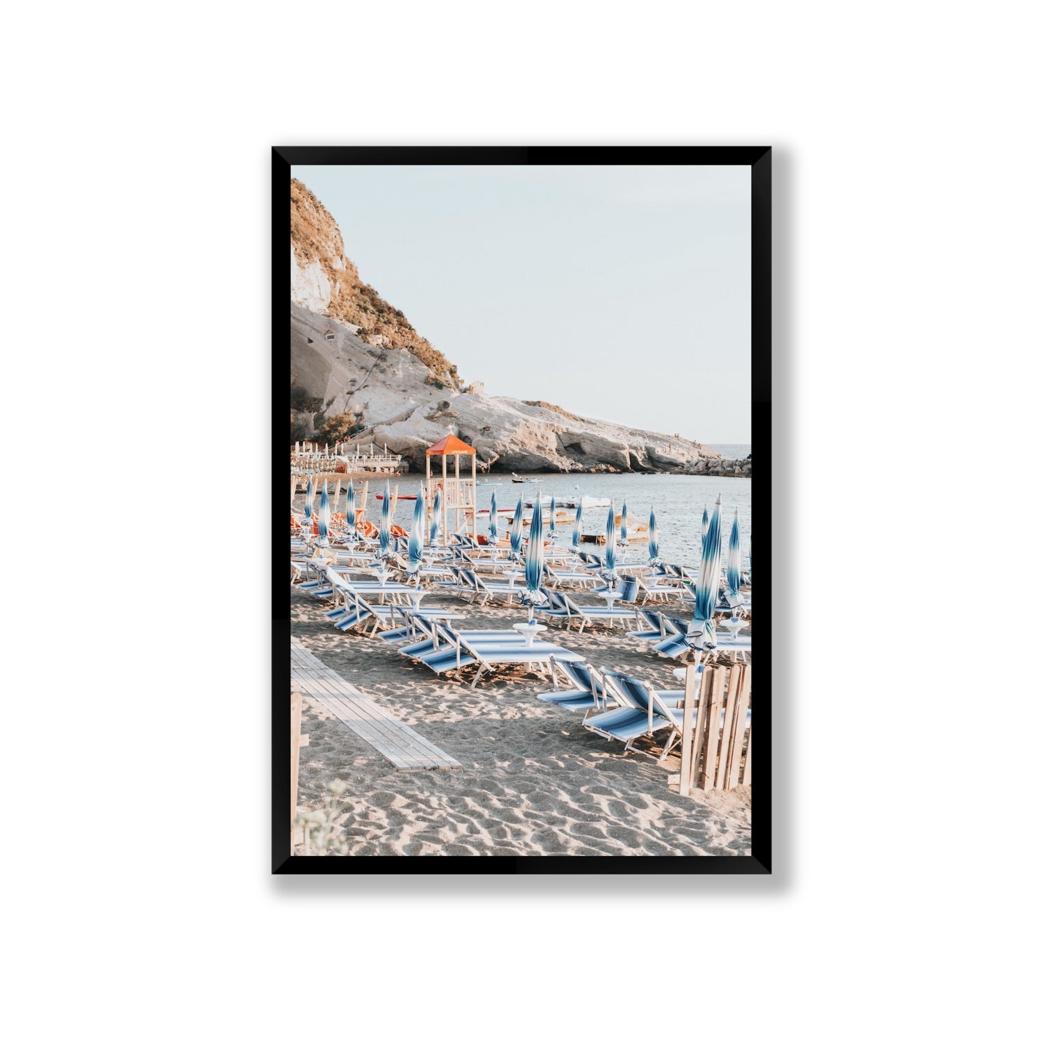 The Golden Hour Ischia Italian coastal wall art Giant full-bleed fine art print in black frame