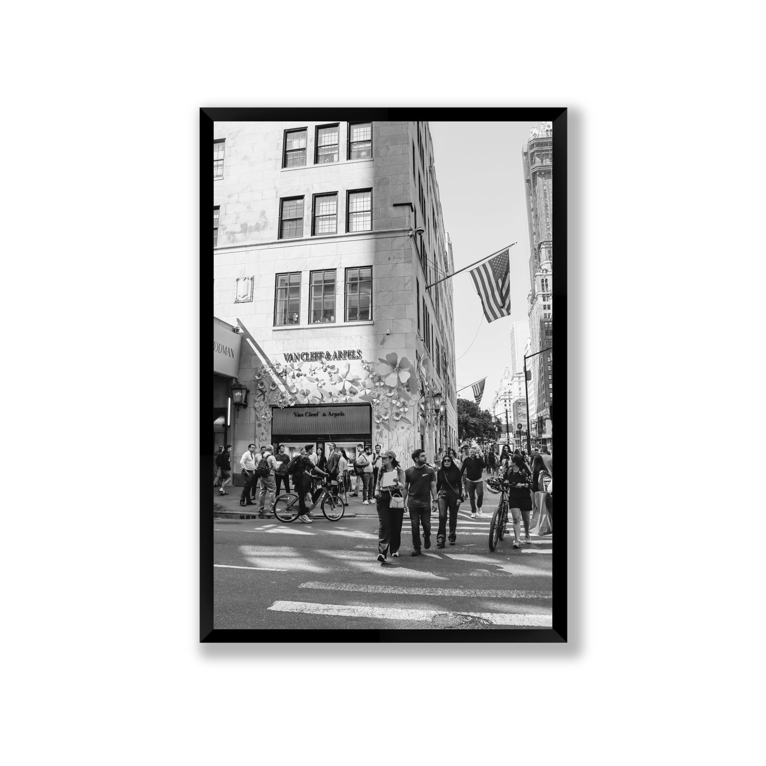 Sidewalk Shuffle New York NYC Black & White wall art Giant full-bleed fine art print in black frame