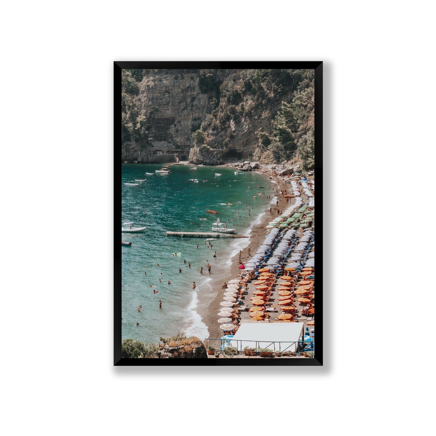 Parasol Panorama fine art print, Positano, Italy, Giant, Black Frame · Full Bleed, Fine Art Print
