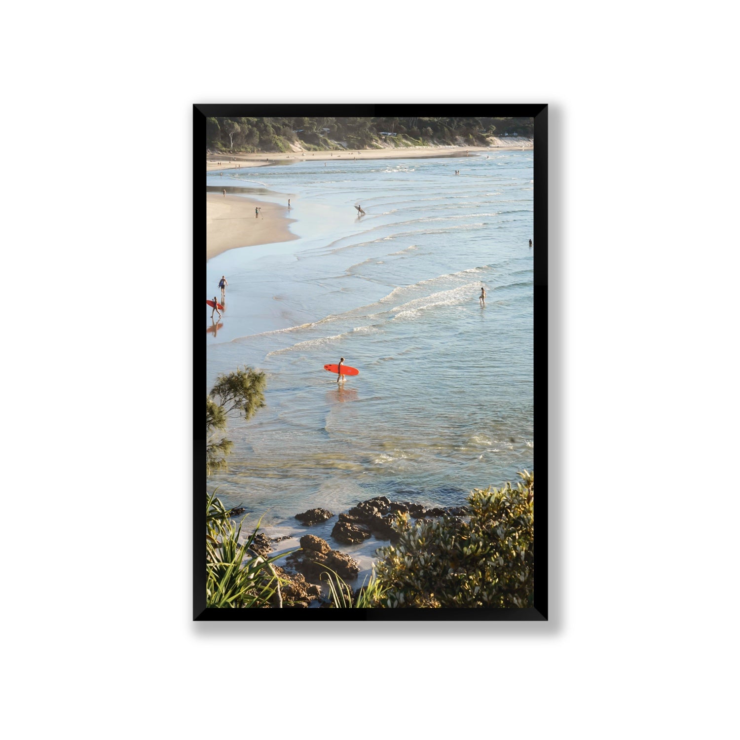 Seclusion Byron Bay Surf coastal wall art Giant full-bleed fine art print in black frame
