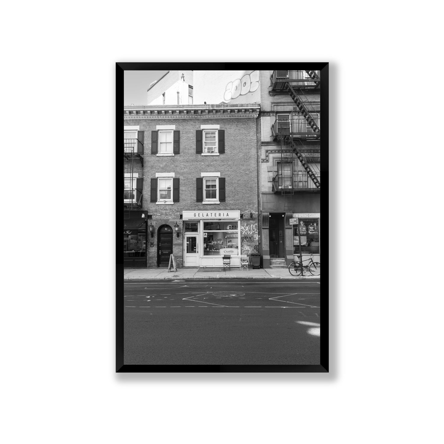 Gelateria New York NYC Black & White wall art Giant full-bleed fine art print in black frame