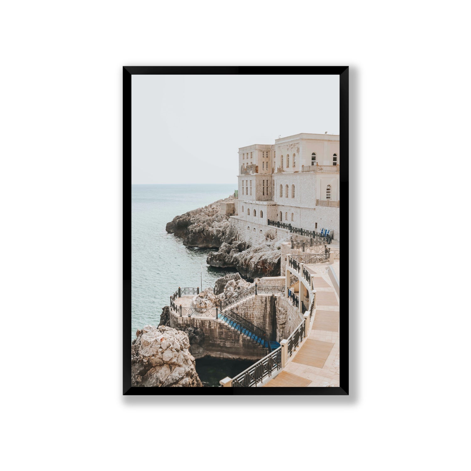 Santa Cesarea Puglia Italian coastal wall art Giant full-bleed fine art print in black frame